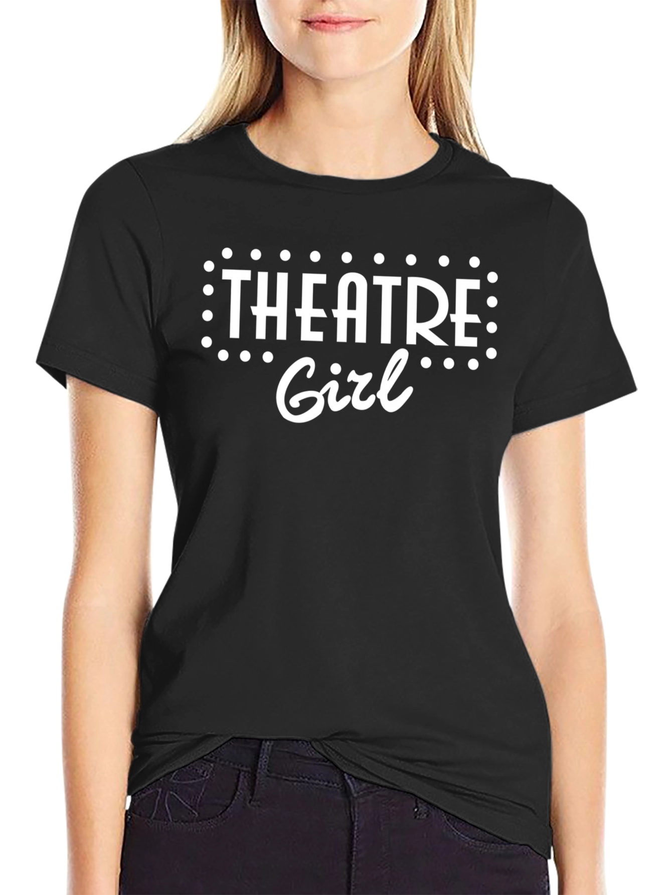 Theatre Girl Graphic T-Shirt - Black Crew Neck Tee