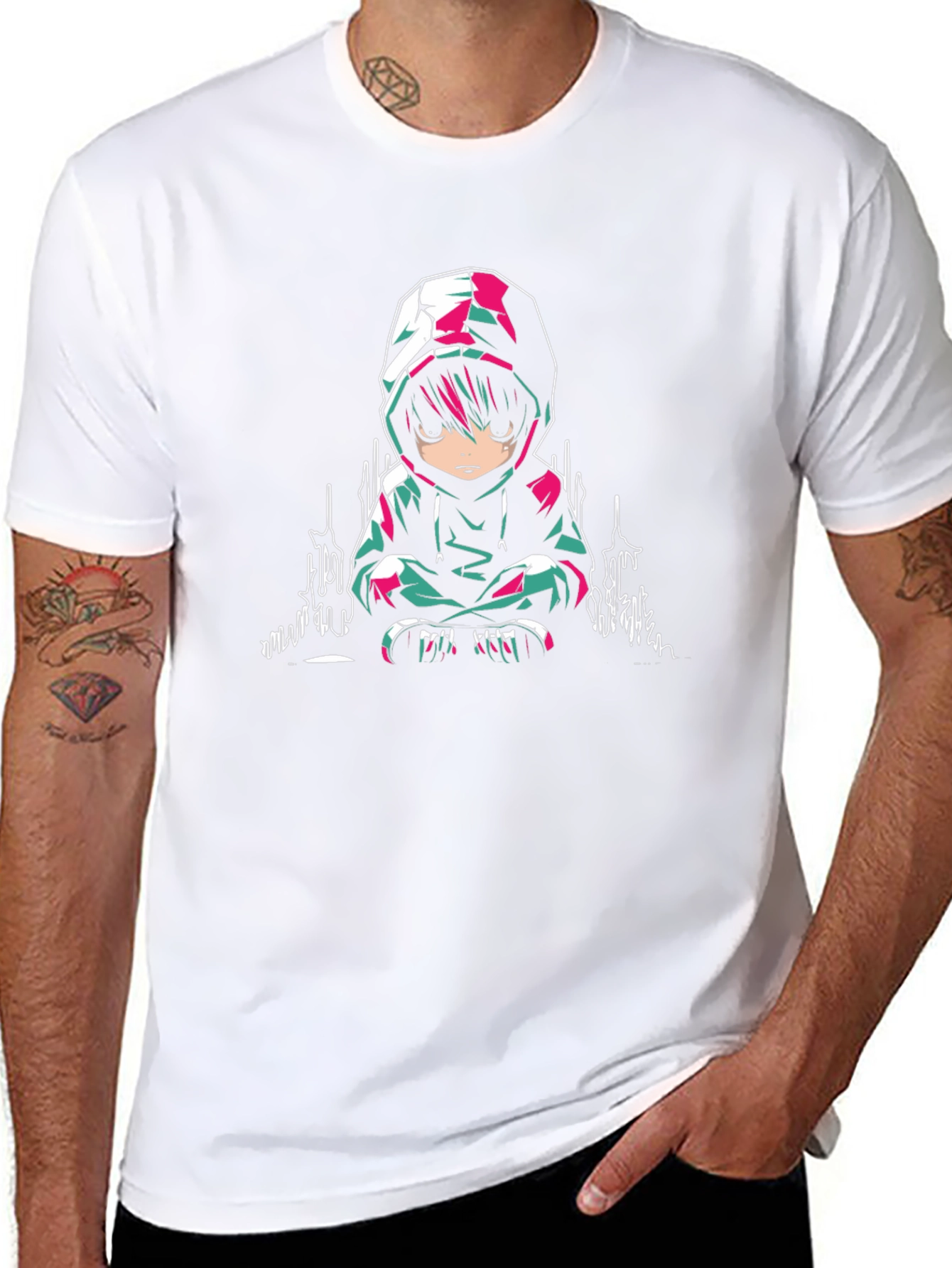 Anime Character Graphic Print Black T-Shirt