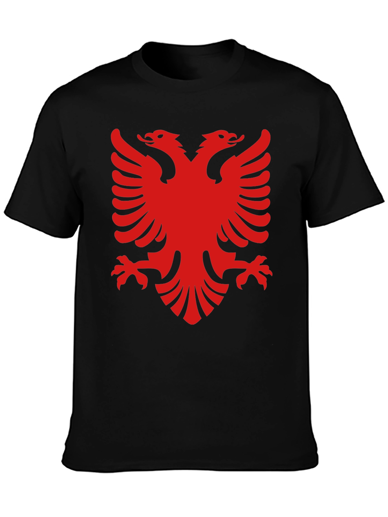Albanian Eagle Graphic Tee - Black Cotton T-Shirt