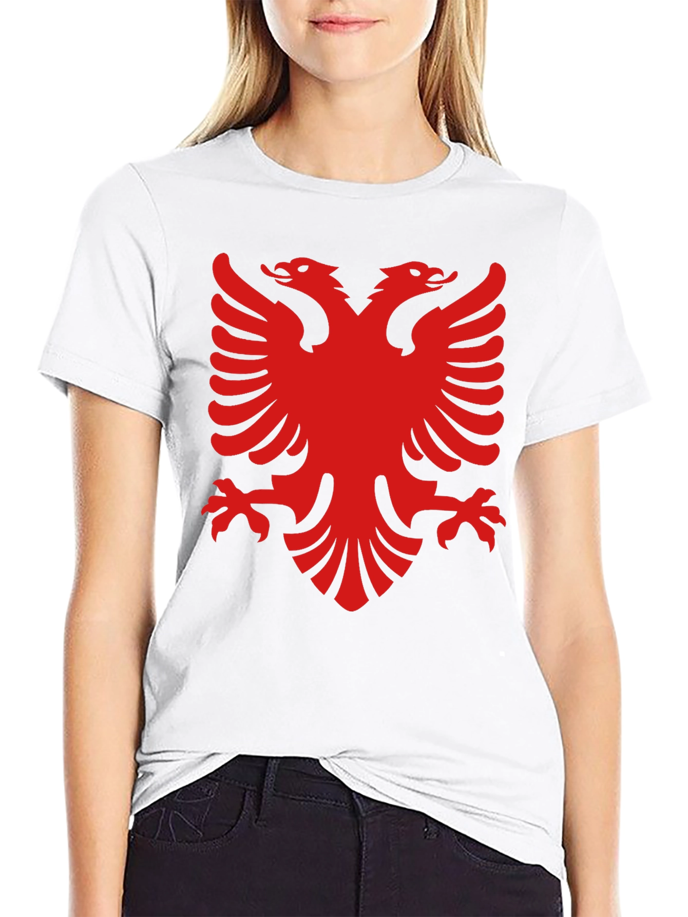 Albanian Eagle Graphic Tee - Black Cotton T-Shirt