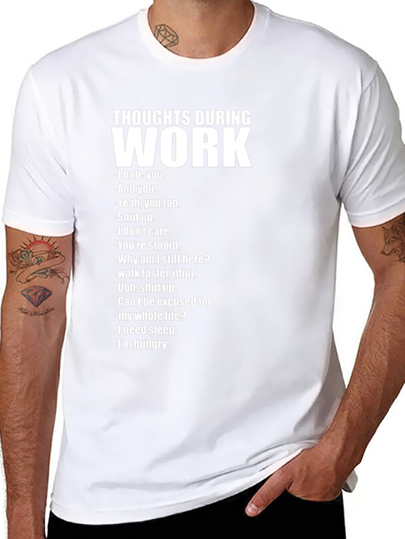 Thoughts During Work T-Shirt - Funny Sarcastic Tee