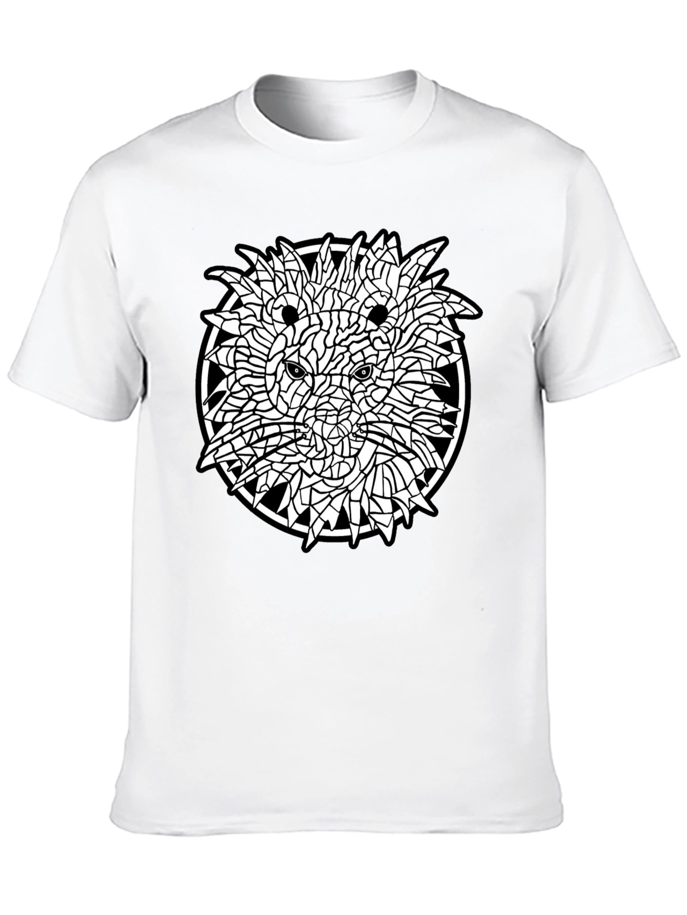 Abstract Lion Graphic Tee - Black Cotton Shirt