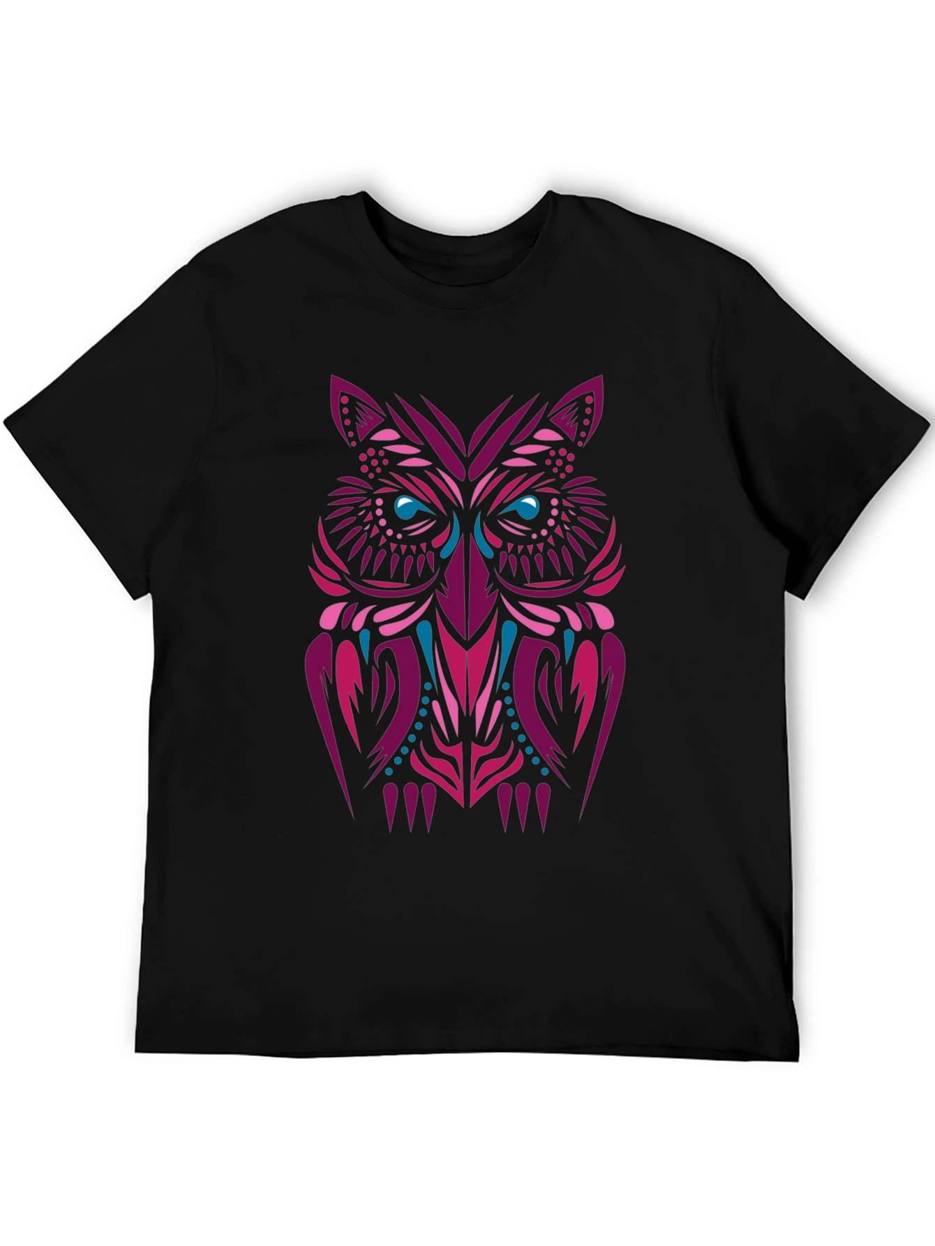 Tribal Owl Graphic Tee - Stylish Mens Black T-Shirt
