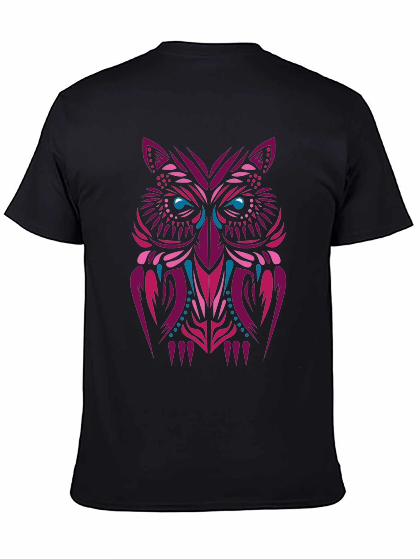 Tribal Owl Graphic Tee - Stylish Mens Black T-Shirt