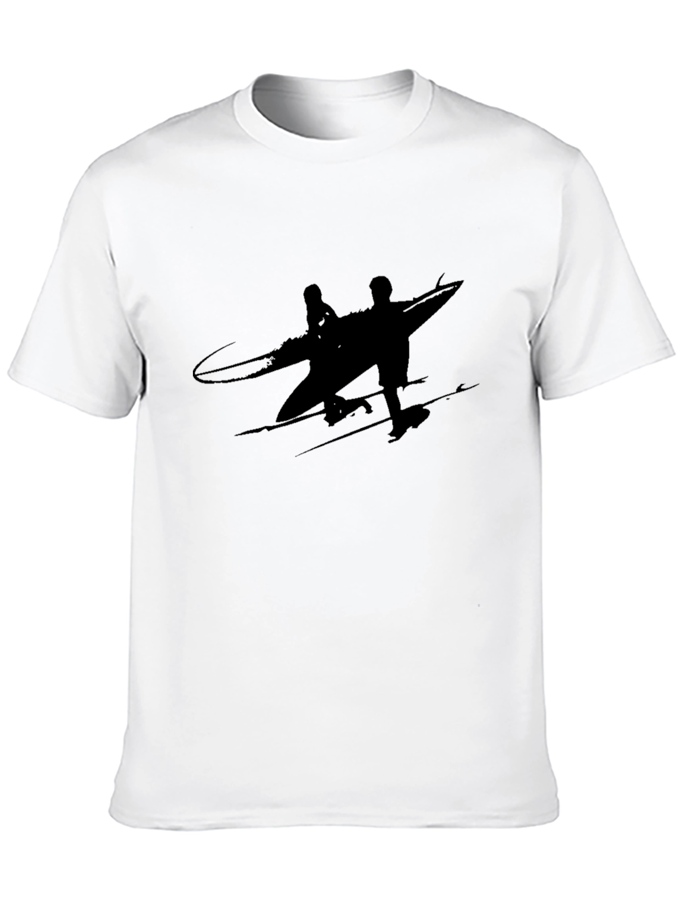 Black T-Shirt with Surfer Graphic
