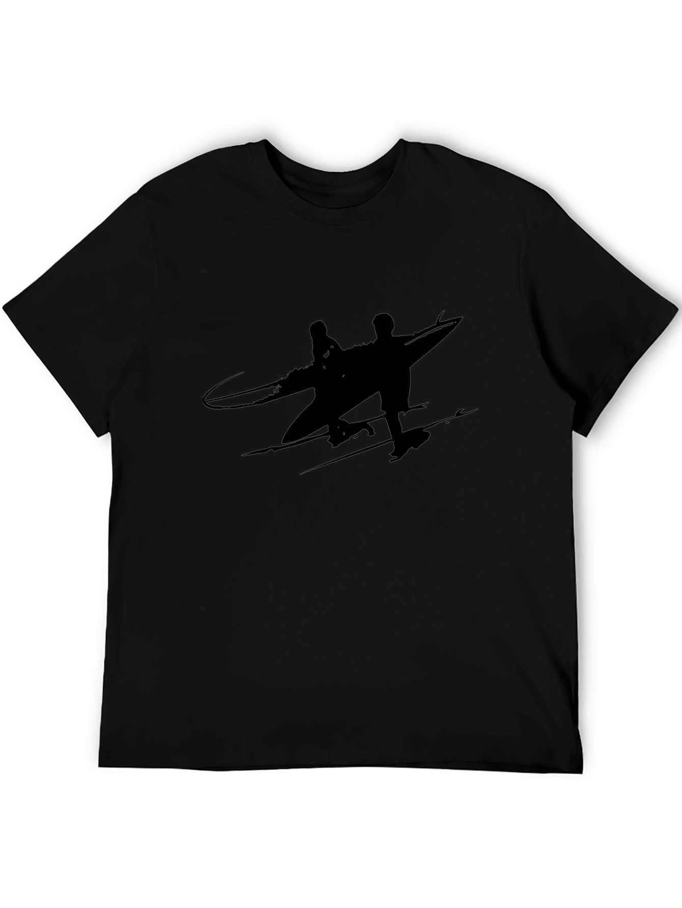Black T-Shirt with Surfer Graphic