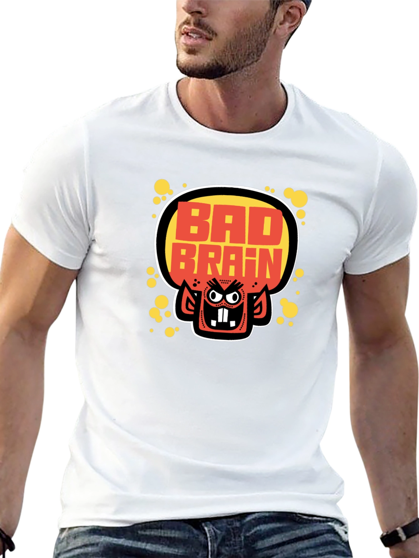 Bad Brains Cartoon Monster Graphic Black T-Shirt