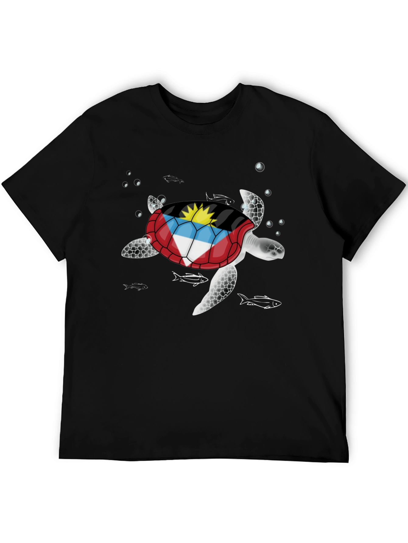 Antigua & Barbuda Flag Turtle Graphic T-Shirt