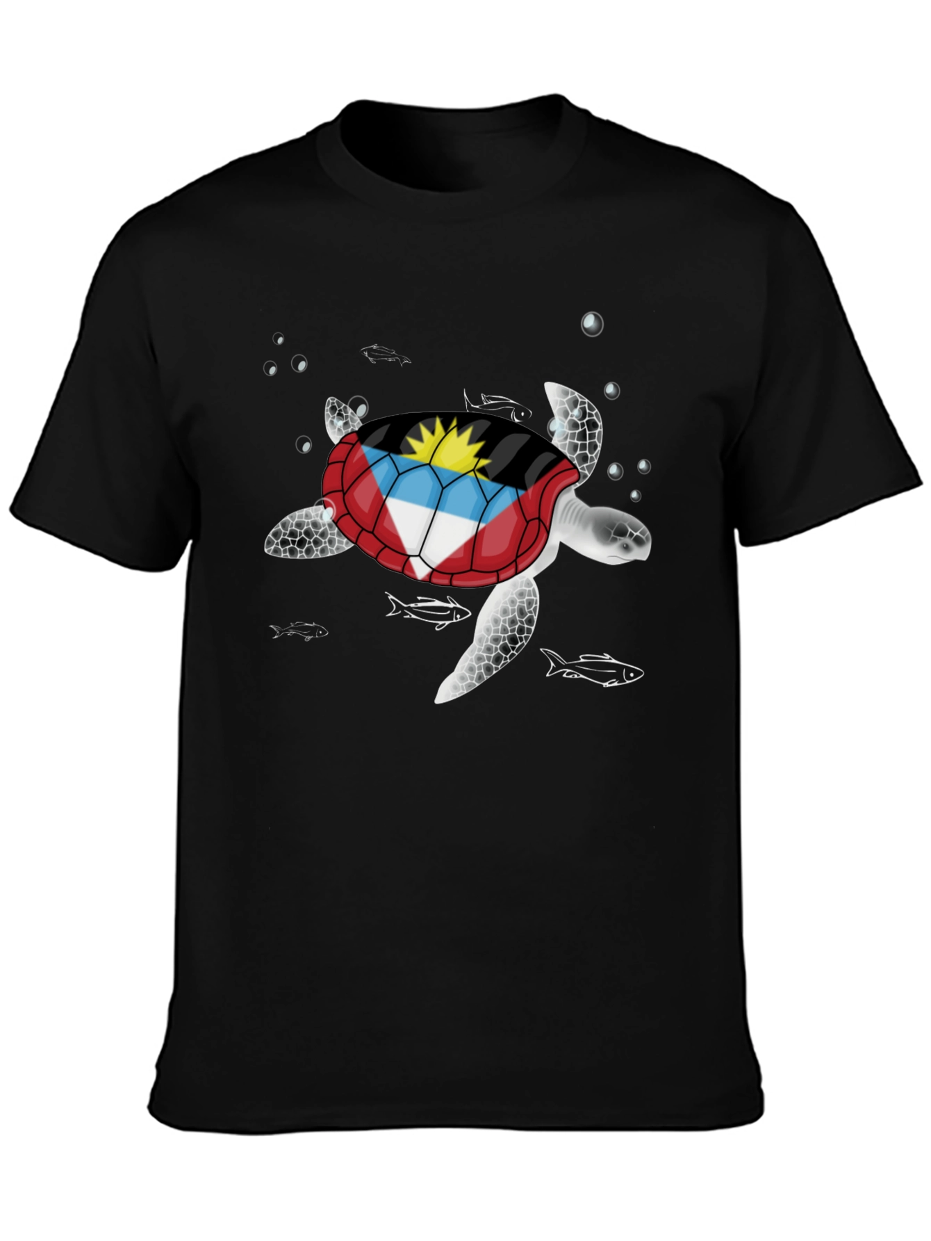Antigua & Barbuda Flag Turtle Graphic T-Shirt