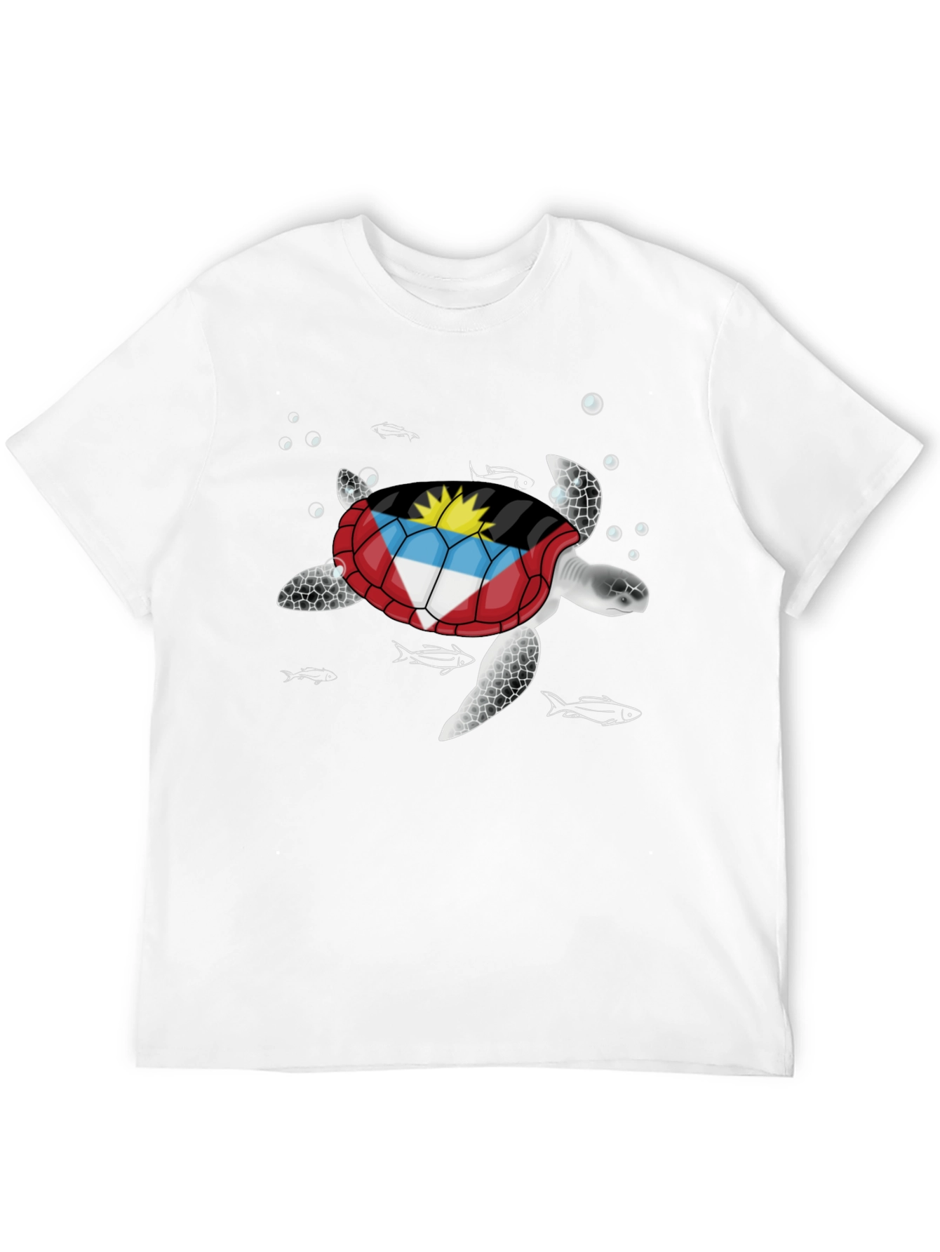 Antigua & Barbuda Flag Turtle Graphic T-Shirt