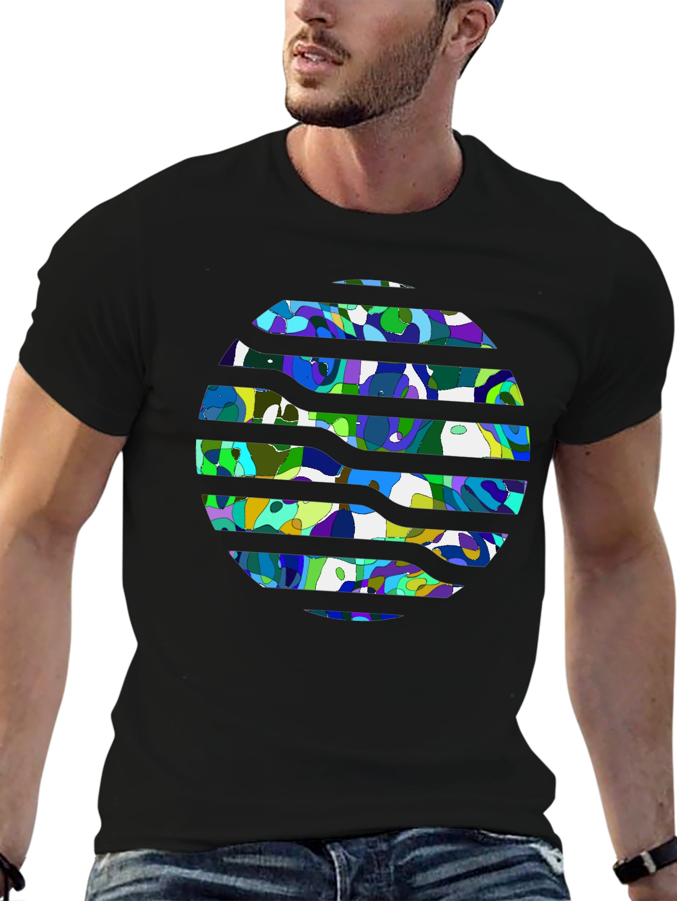 Abstract Art Tee - Black Graphic T-Shirt