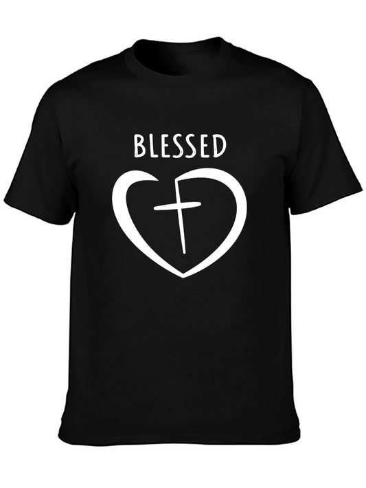 Blessed Heart Cross Graphic Tee - Christian Inspired T-Shirt