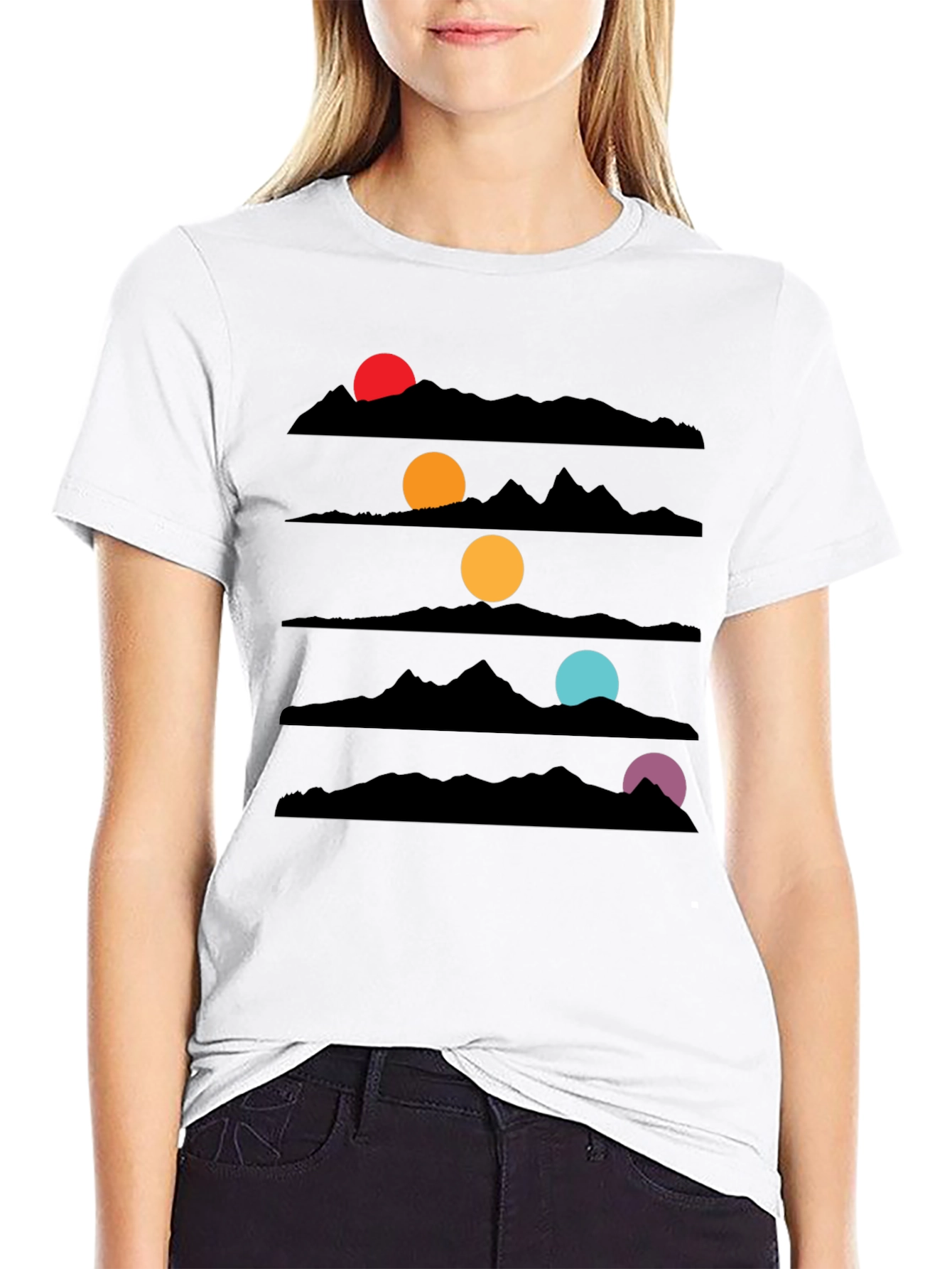 Sunset Mountainscape Black T-Shirt