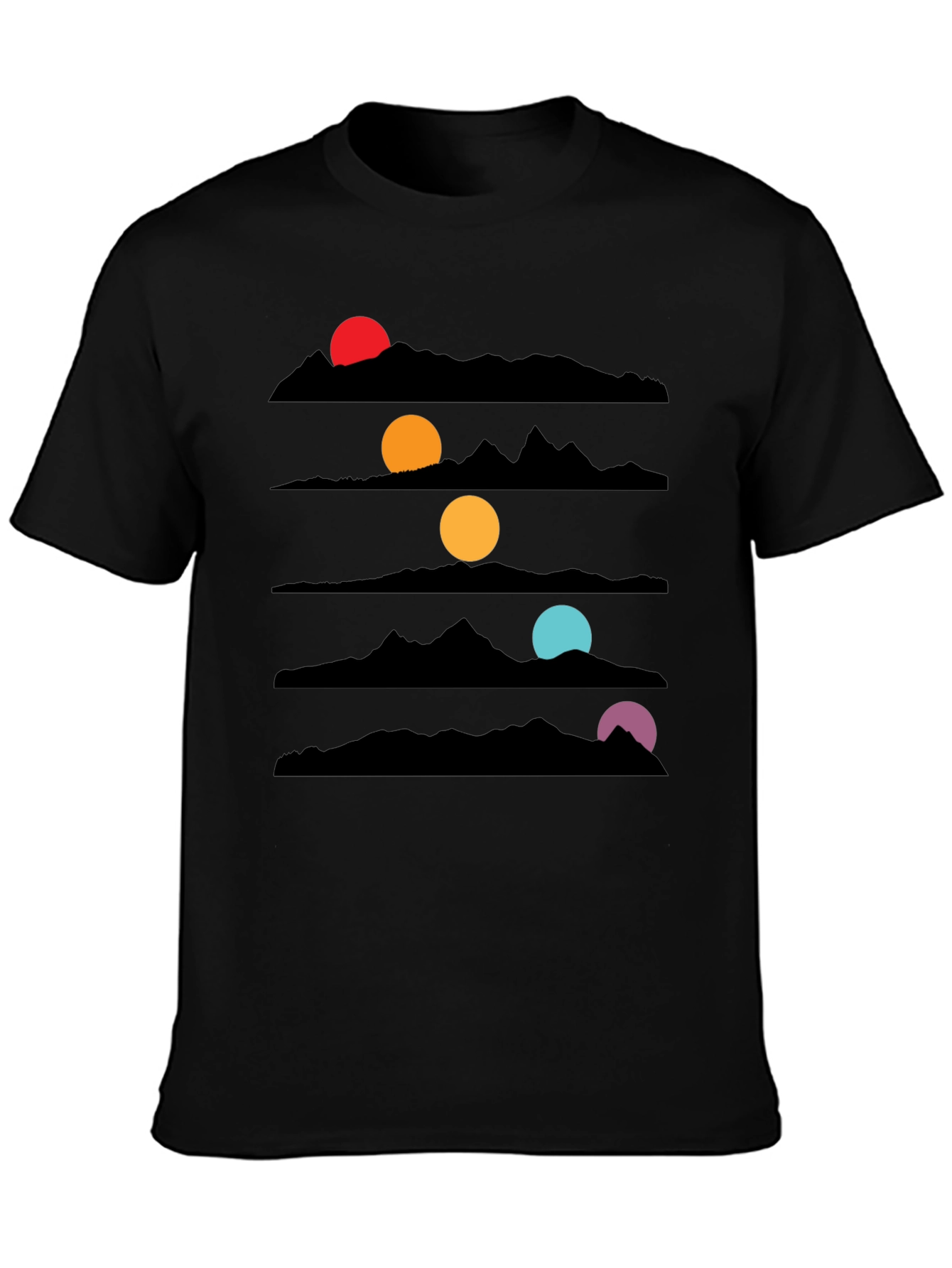 Sunset Mountainscape Black T-Shirt