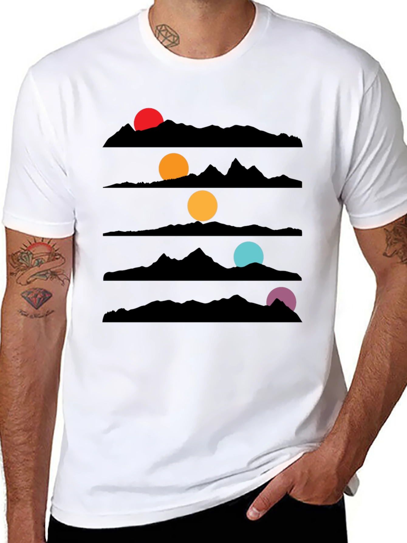 Sunset Mountainscape Black T-Shirt
