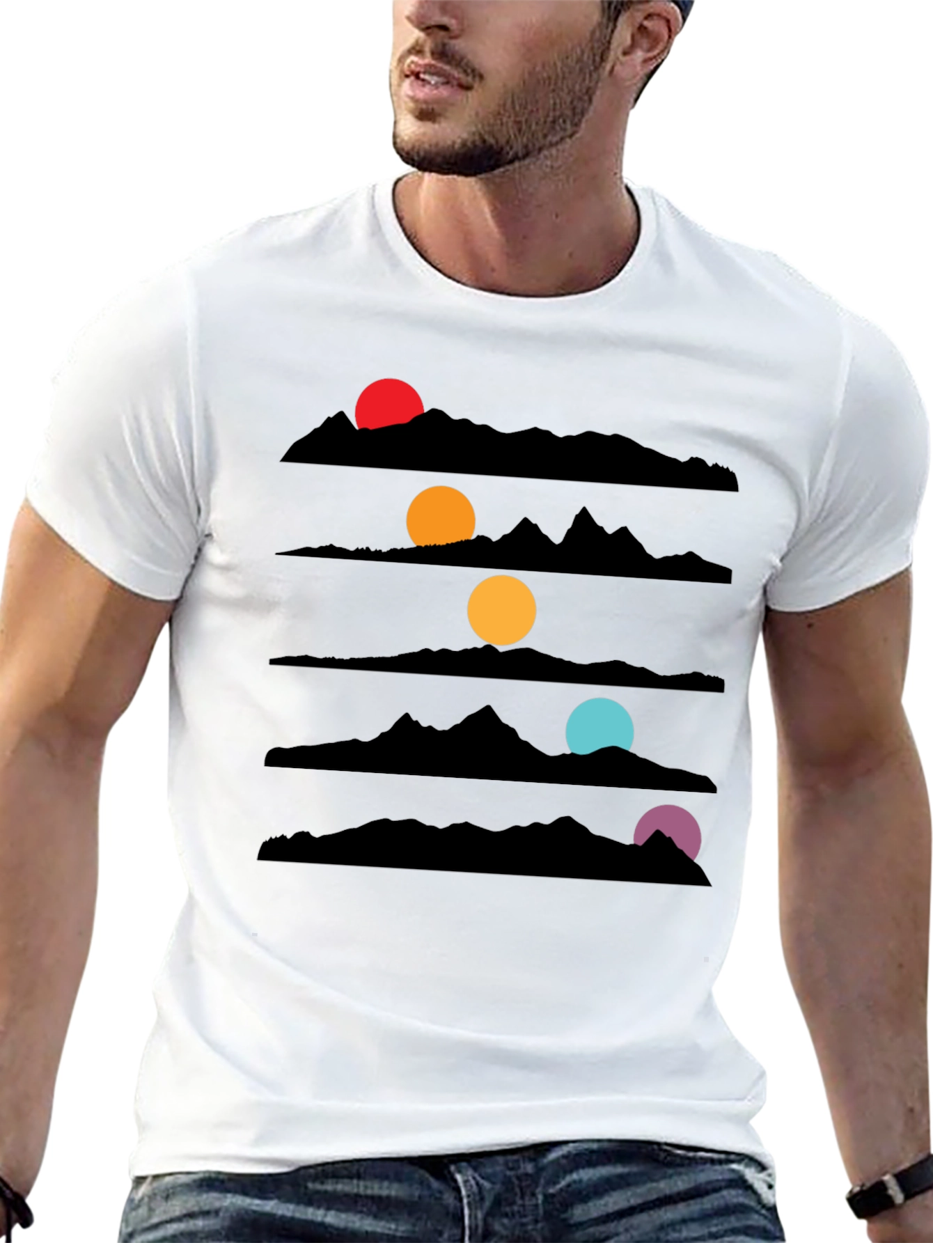 Sunset Mountainscape Black T-Shirt