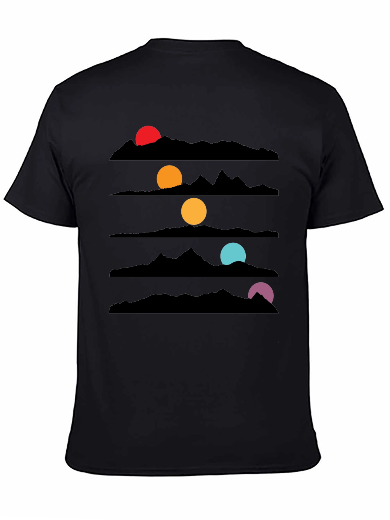 Sunset Mountainscape Black T-Shirt