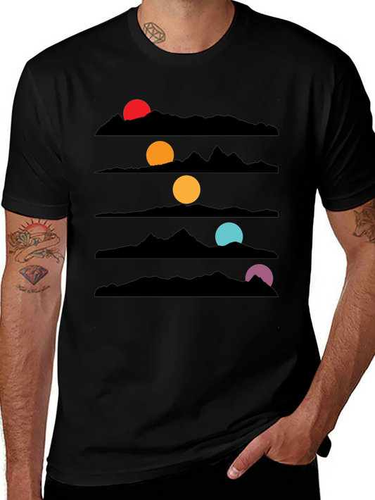 Sunset Mountainscape Black T-Shirt