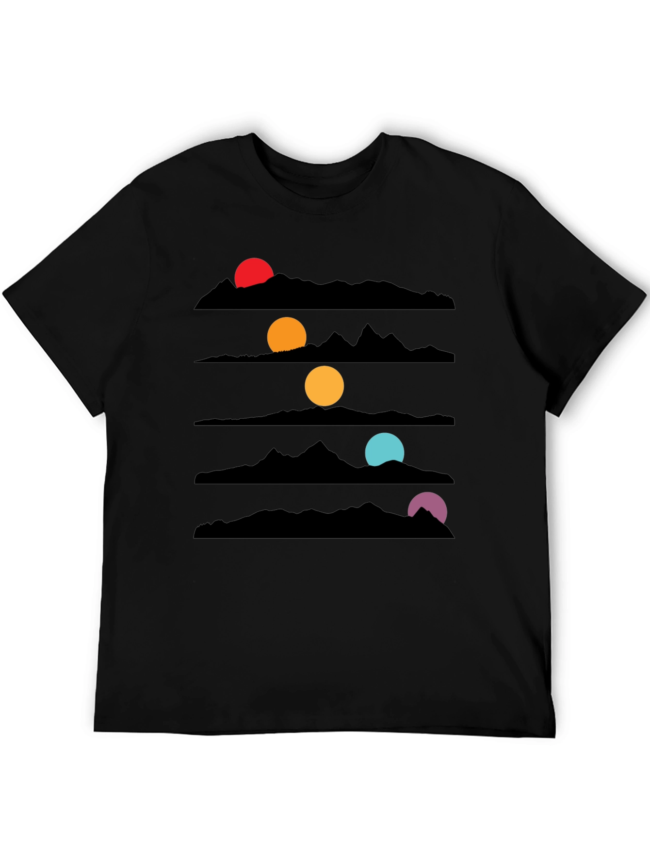 Sunset Mountainscape Black T-Shirt
