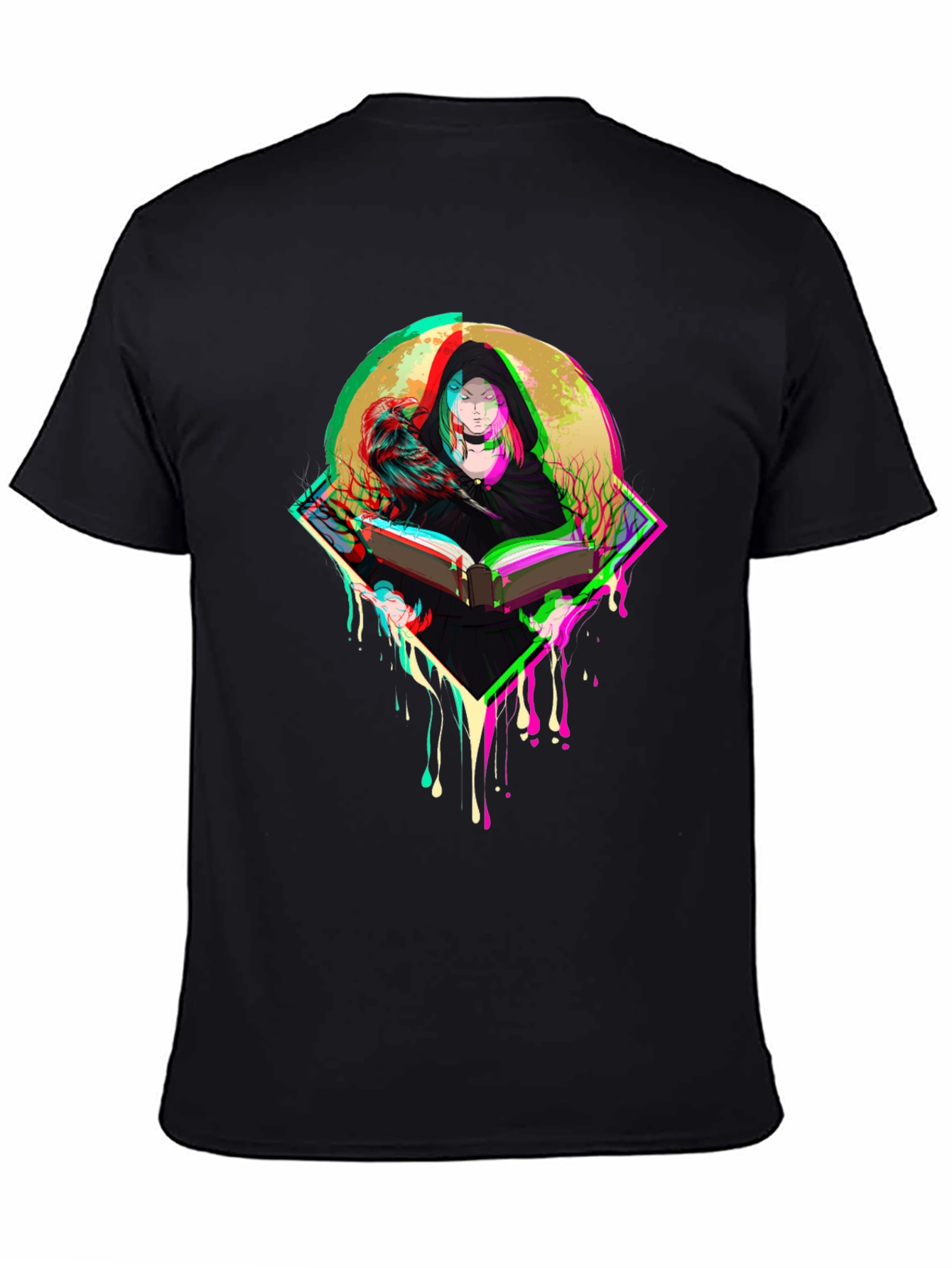 Witch & Raven Graphic Tee - Black Cotton T-Shirt