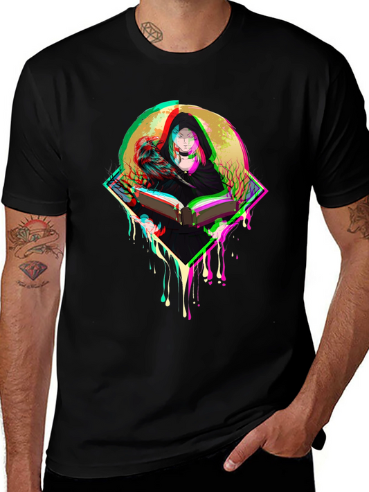 Witch & Raven Graphic Tee - Black Cotton T-Shirt