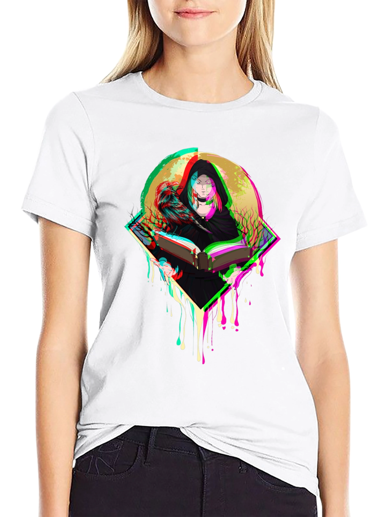 Witch & Raven Graphic Tee - Black Cotton T-Shirt