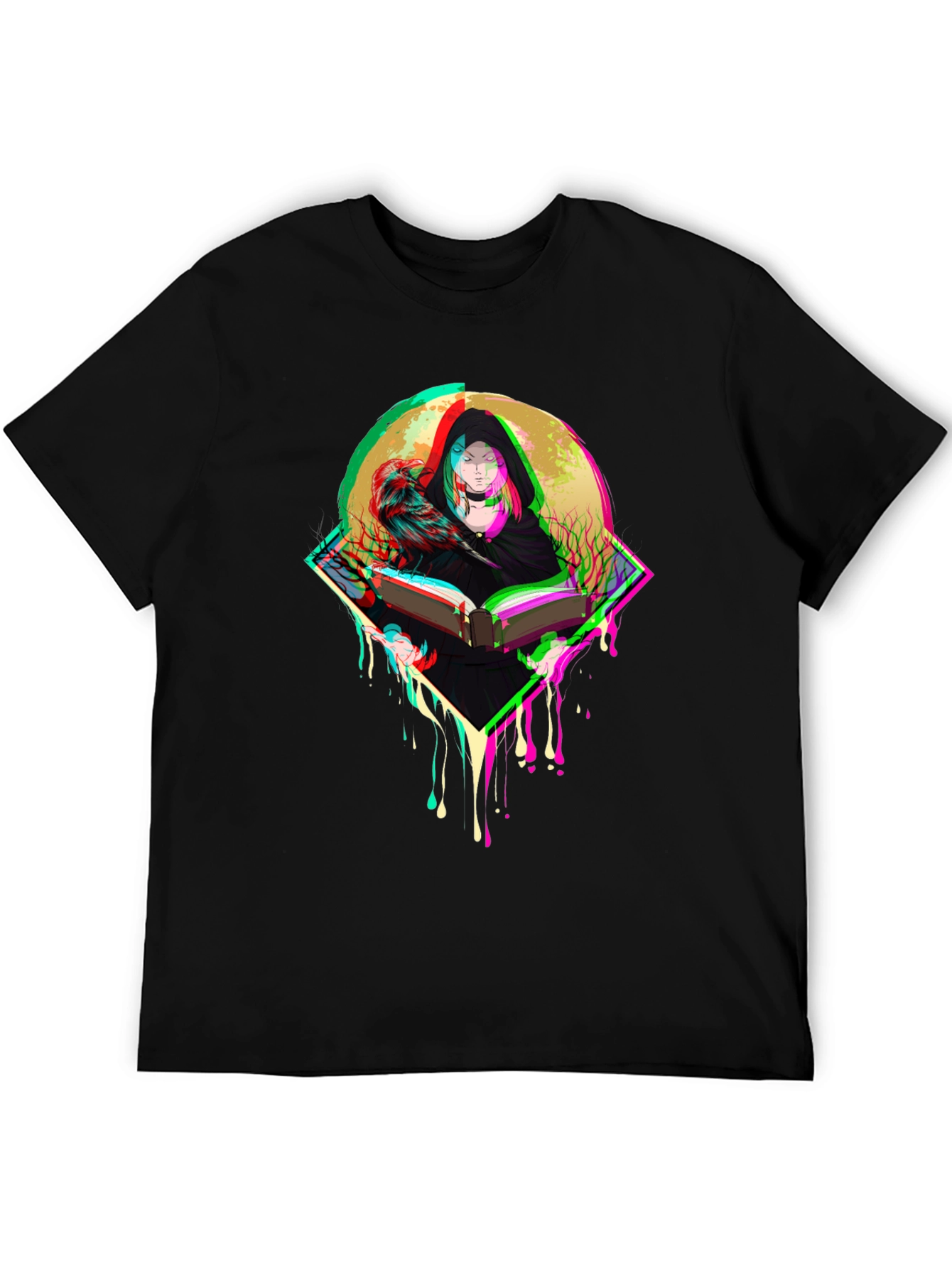 Witch & Raven Graphic Tee - Black Cotton T-Shirt