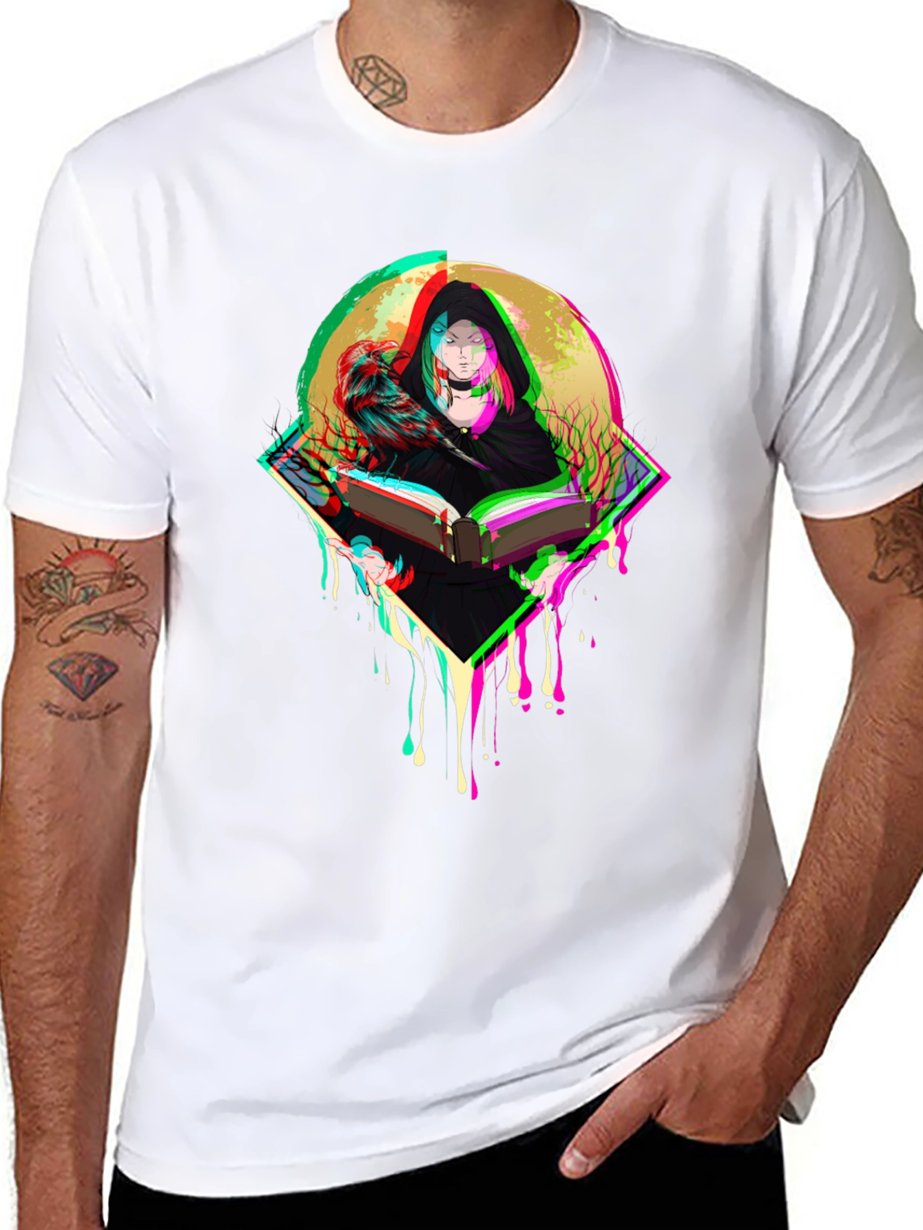 Witch & Raven Graphic Tee - Black Cotton T-Shirt