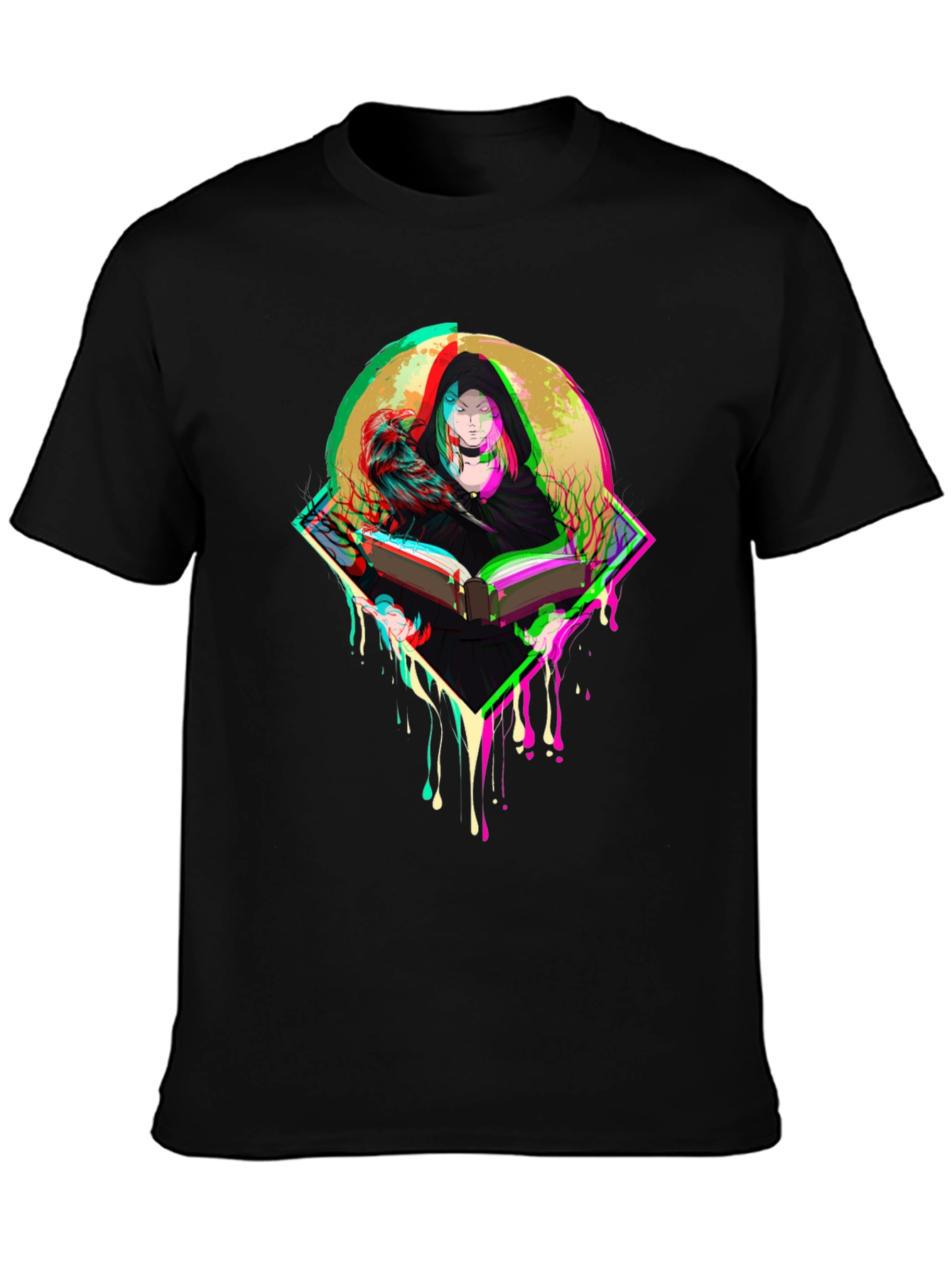 Witch & Raven Graphic Tee - Black Cotton T-Shirt