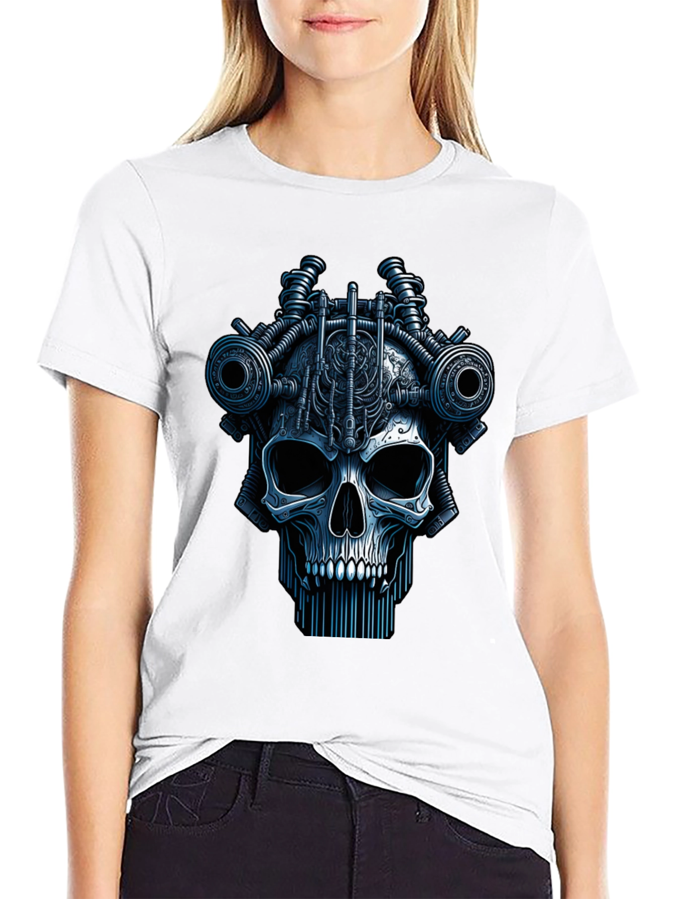 Steampunk Skull Graphic Black T-Shirt