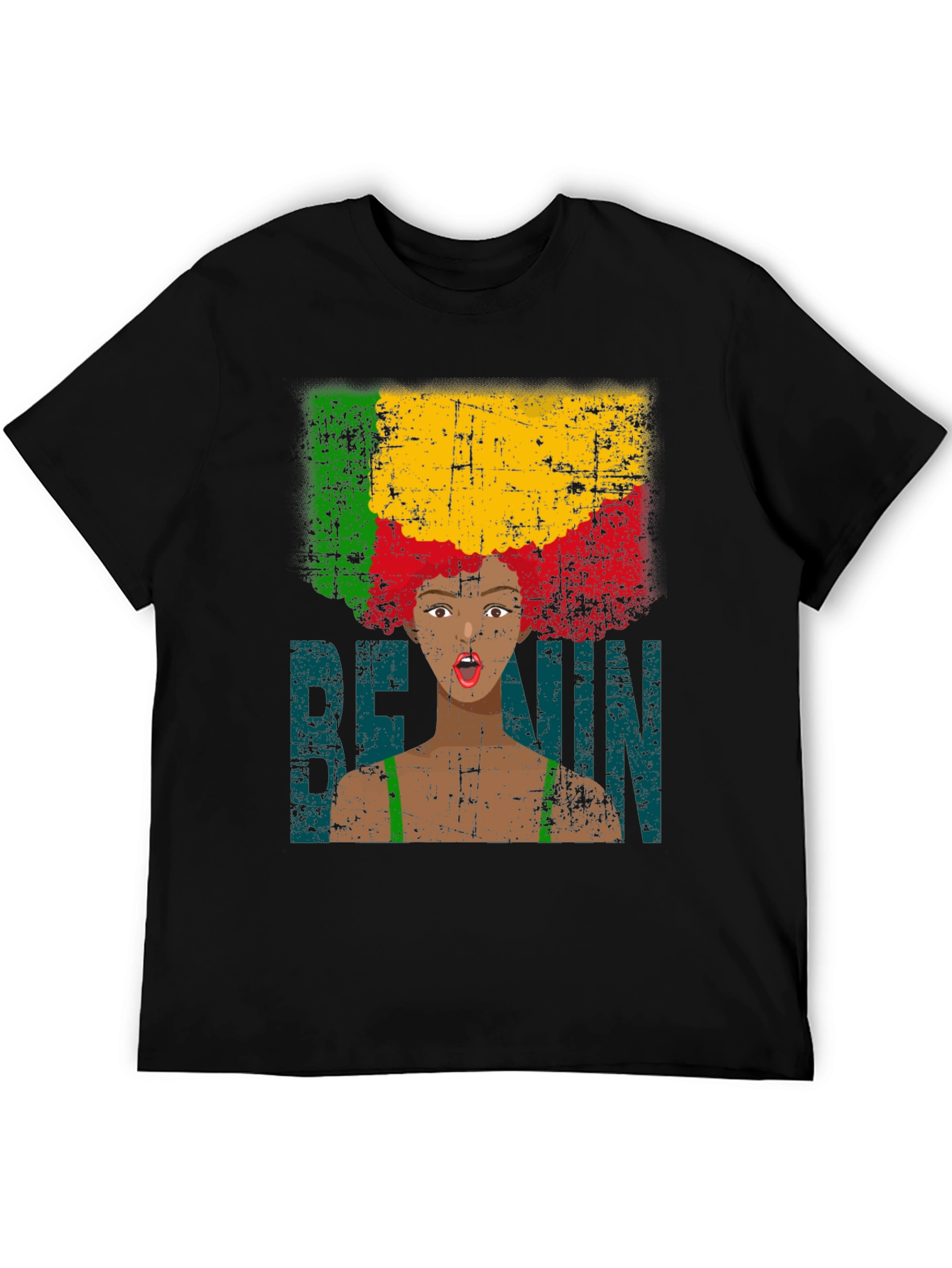 Benin Flag Afro Woman Graphic Tee