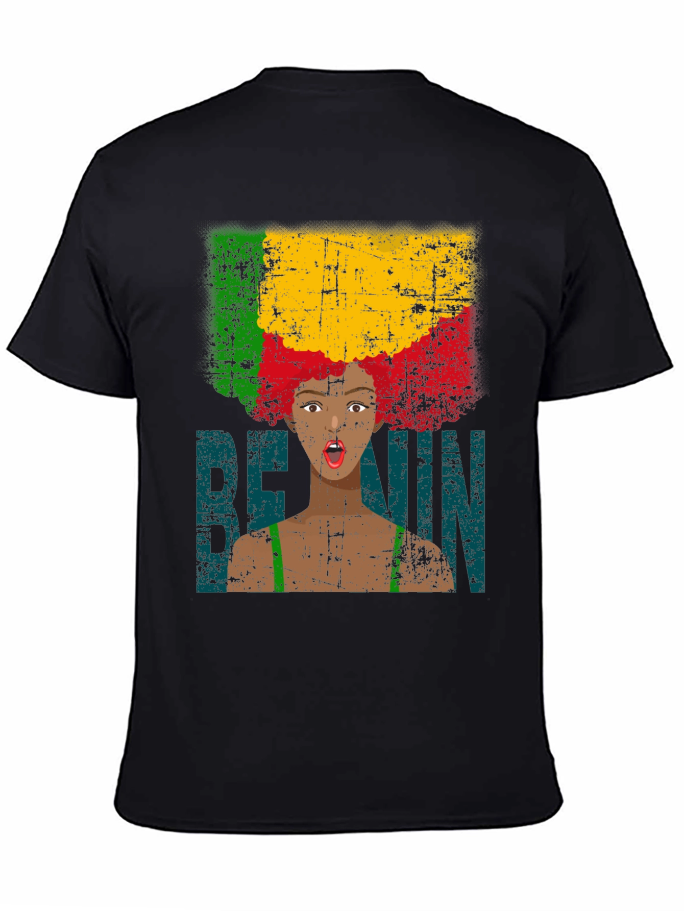 Benin Flag Afro Woman Graphic Tee