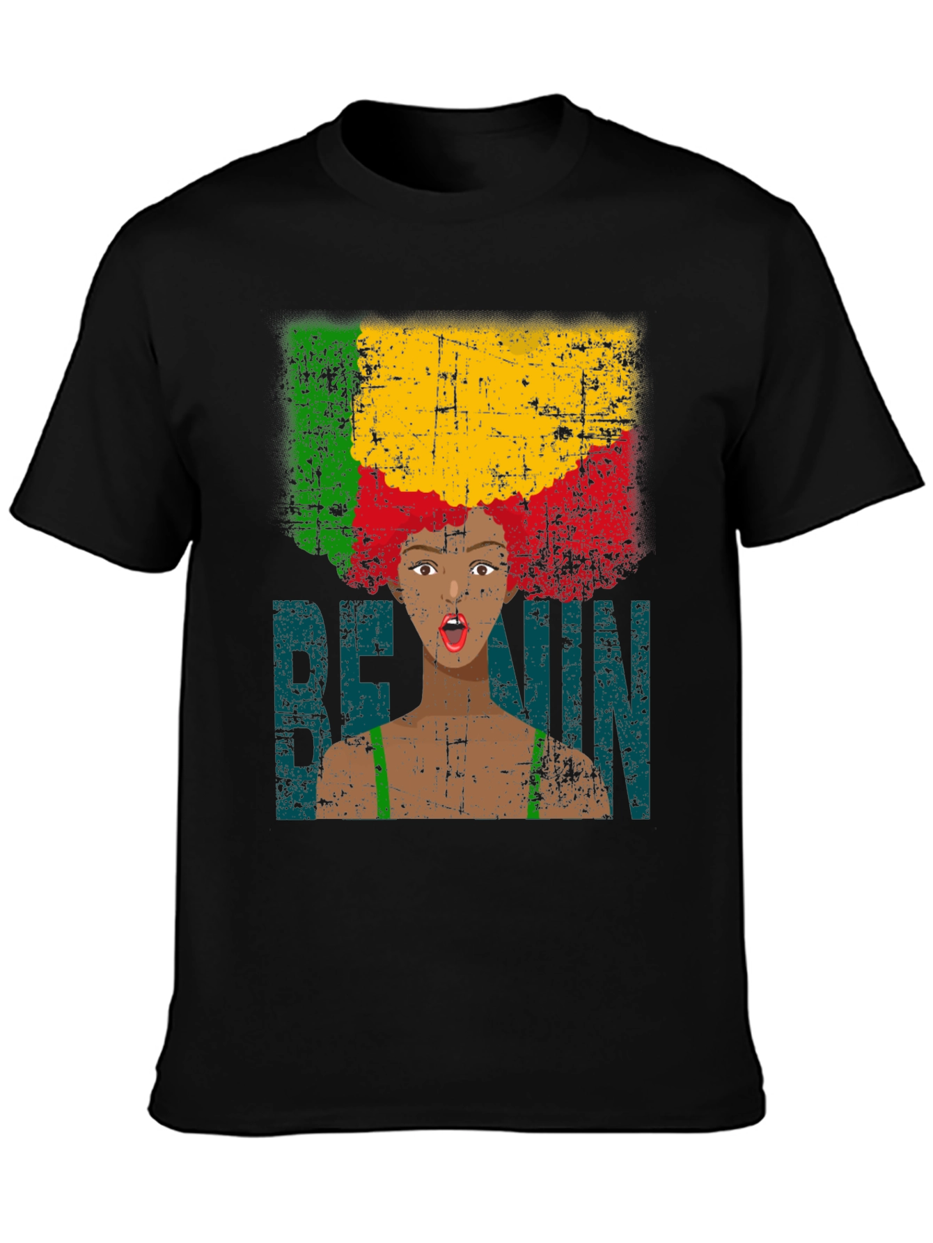 Benin Flag Afro Woman Graphic Tee