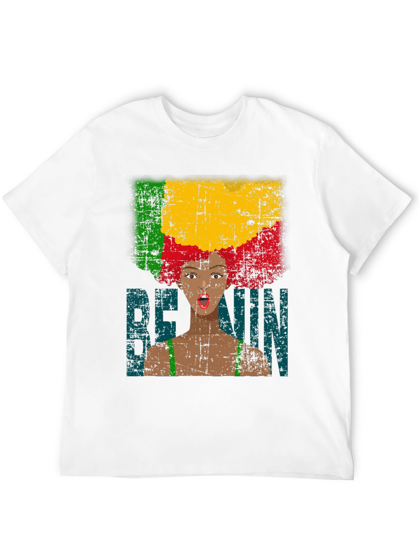 Benin Flag Afro Woman Graphic Tee
