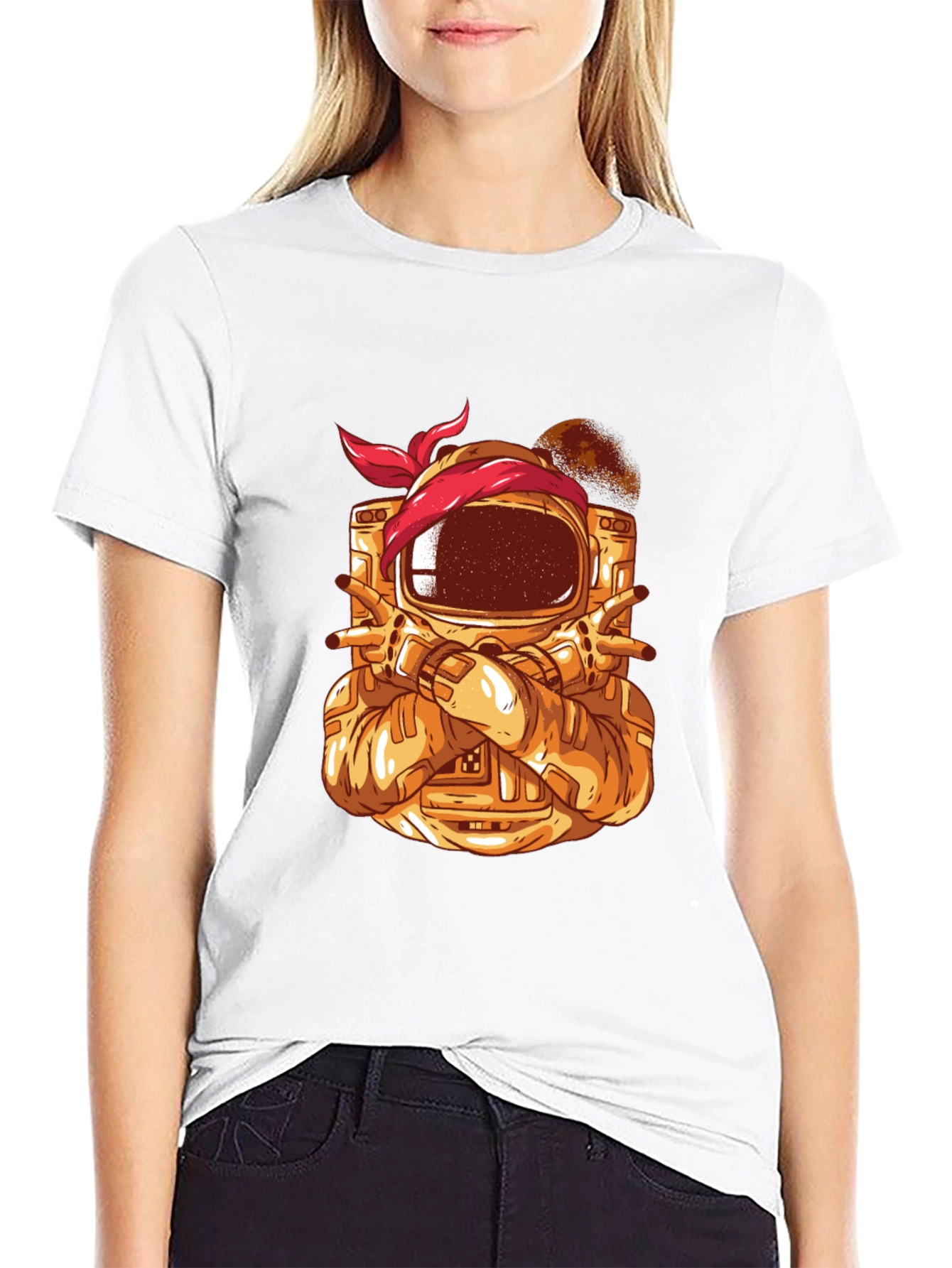 Astronaut Bandana Graphic Tee - Black