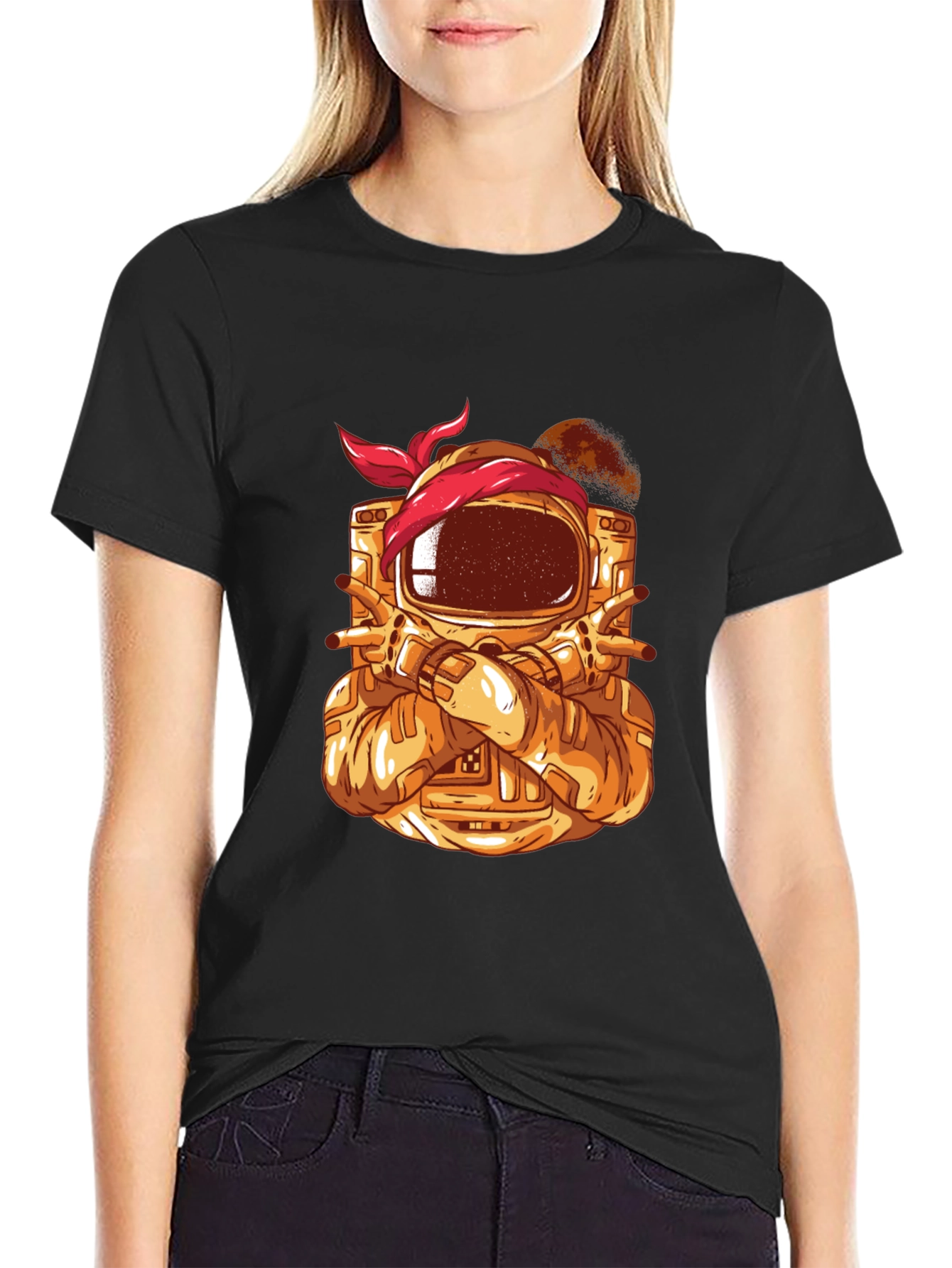 Astronaut Bandana Graphic Tee - Black