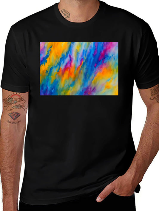 Abstract Watercolor Graphic Tee - Stylish Mens T-Shirt