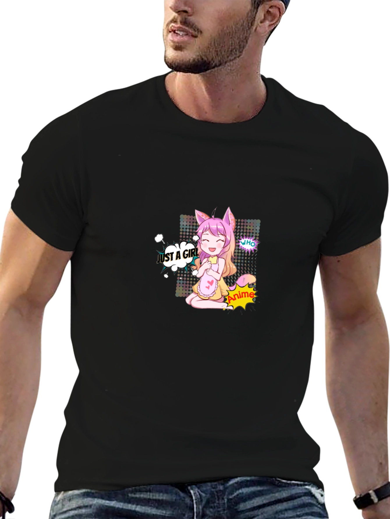 Anime Girl Graphic Black T-Shirt