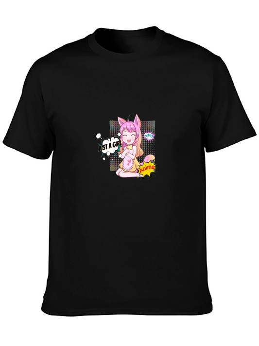 Anime Girl Graphic Black T-Shirt