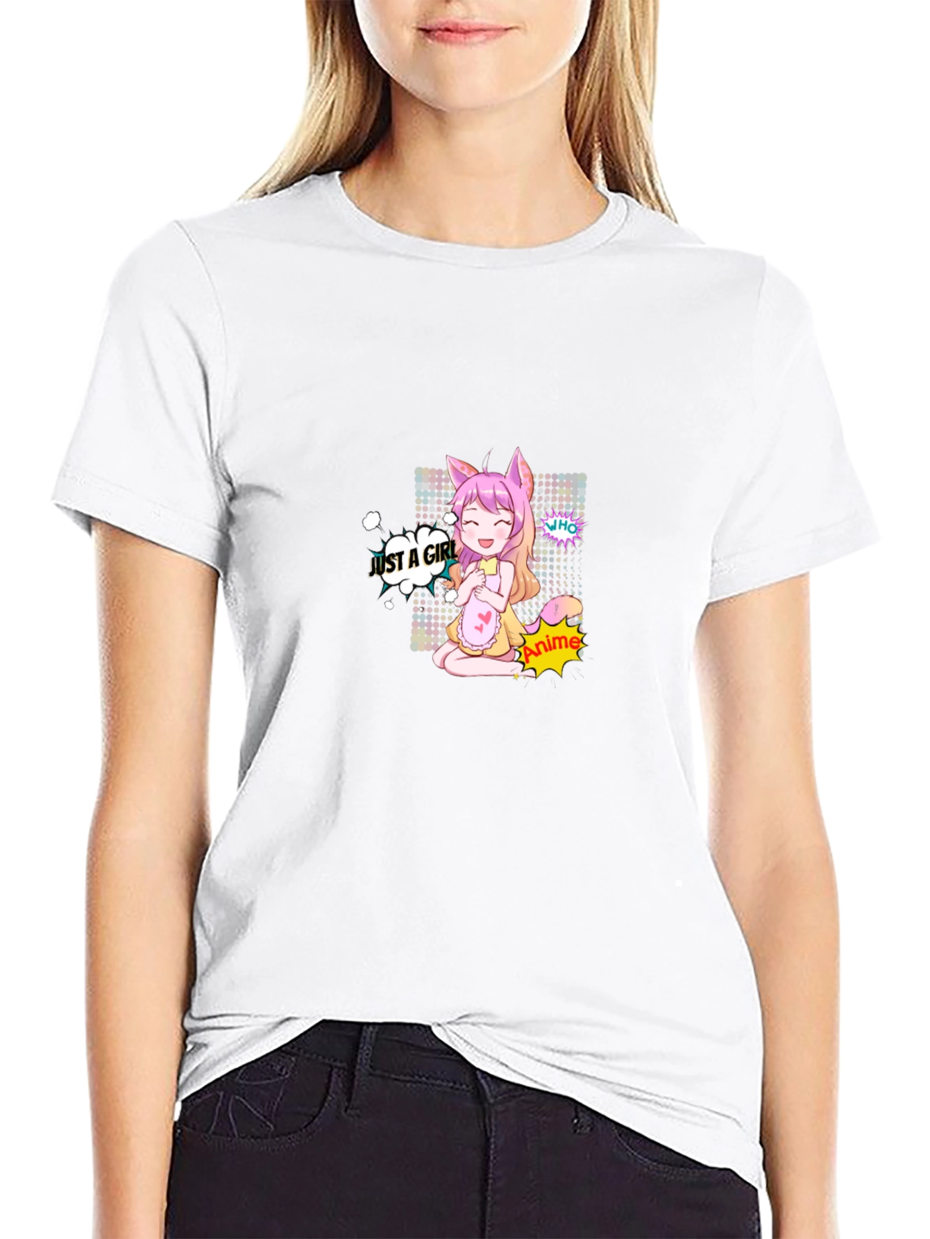 Anime Girl Graphic Black T-Shirt