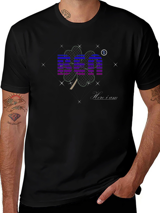 Black Graphic T-Shirt with BEA & Shamrock Design