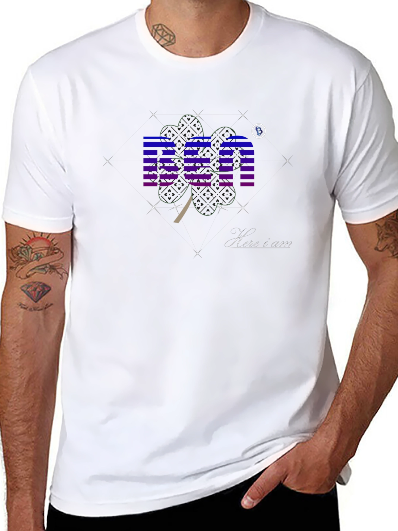 Black Graphic T-Shirt with BEA & Shamrock Design