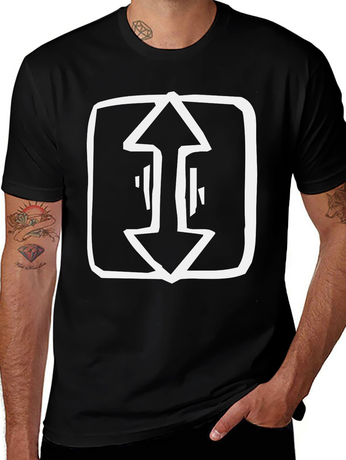 Black Graphic Tee - Arrow Design