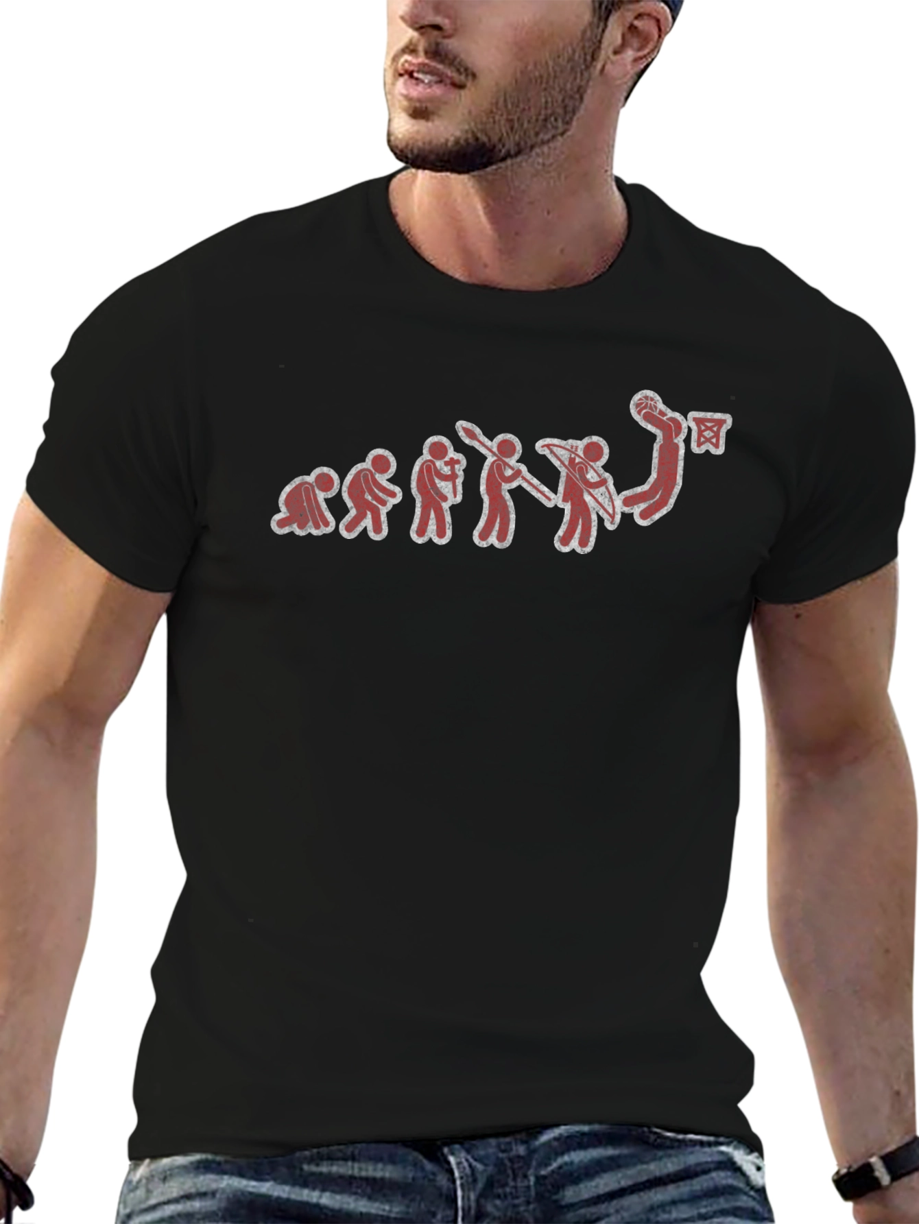 Basketball Evolution Graphic Tee - Black