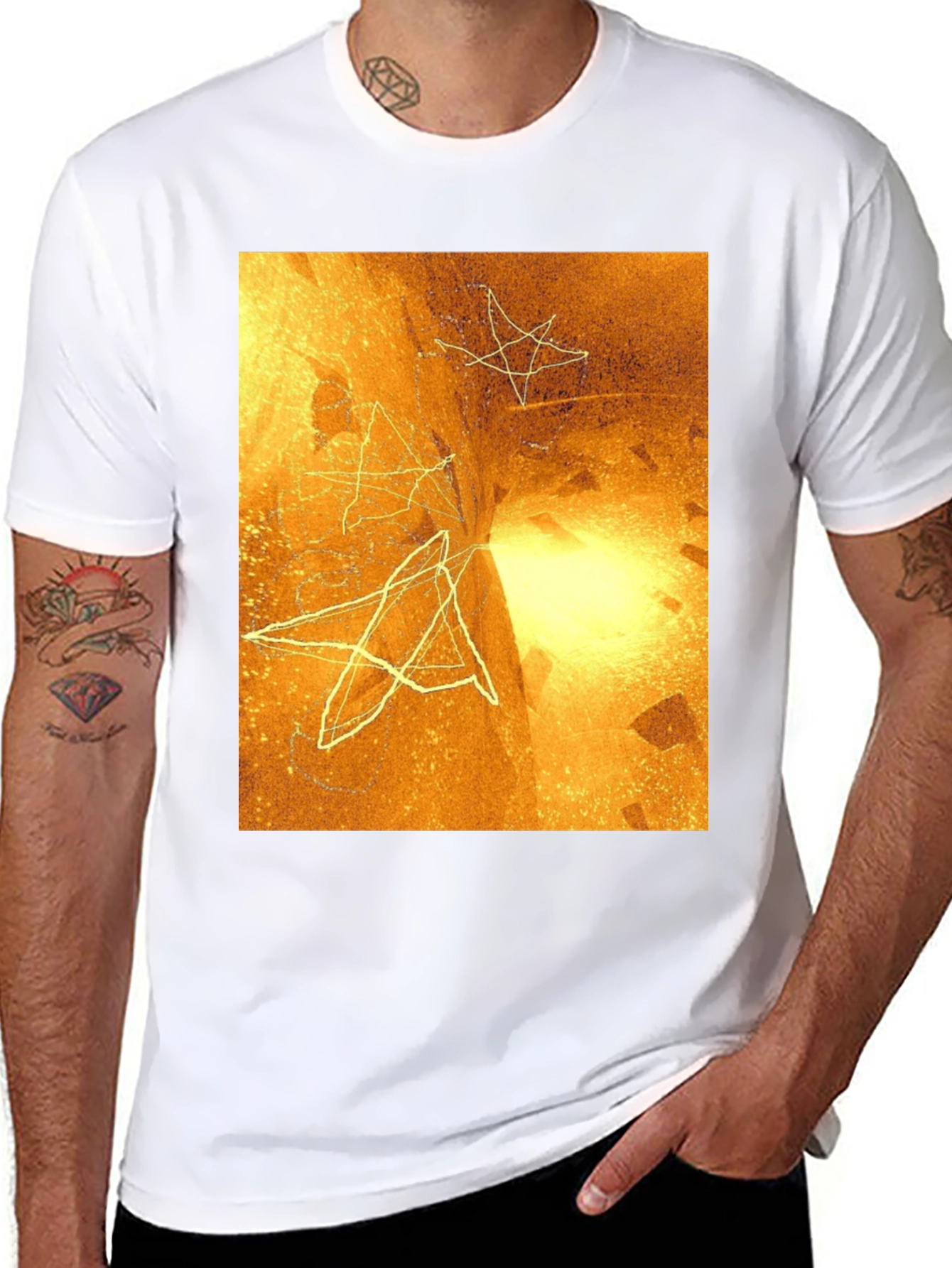 Abstract Star Graphic Black Tee