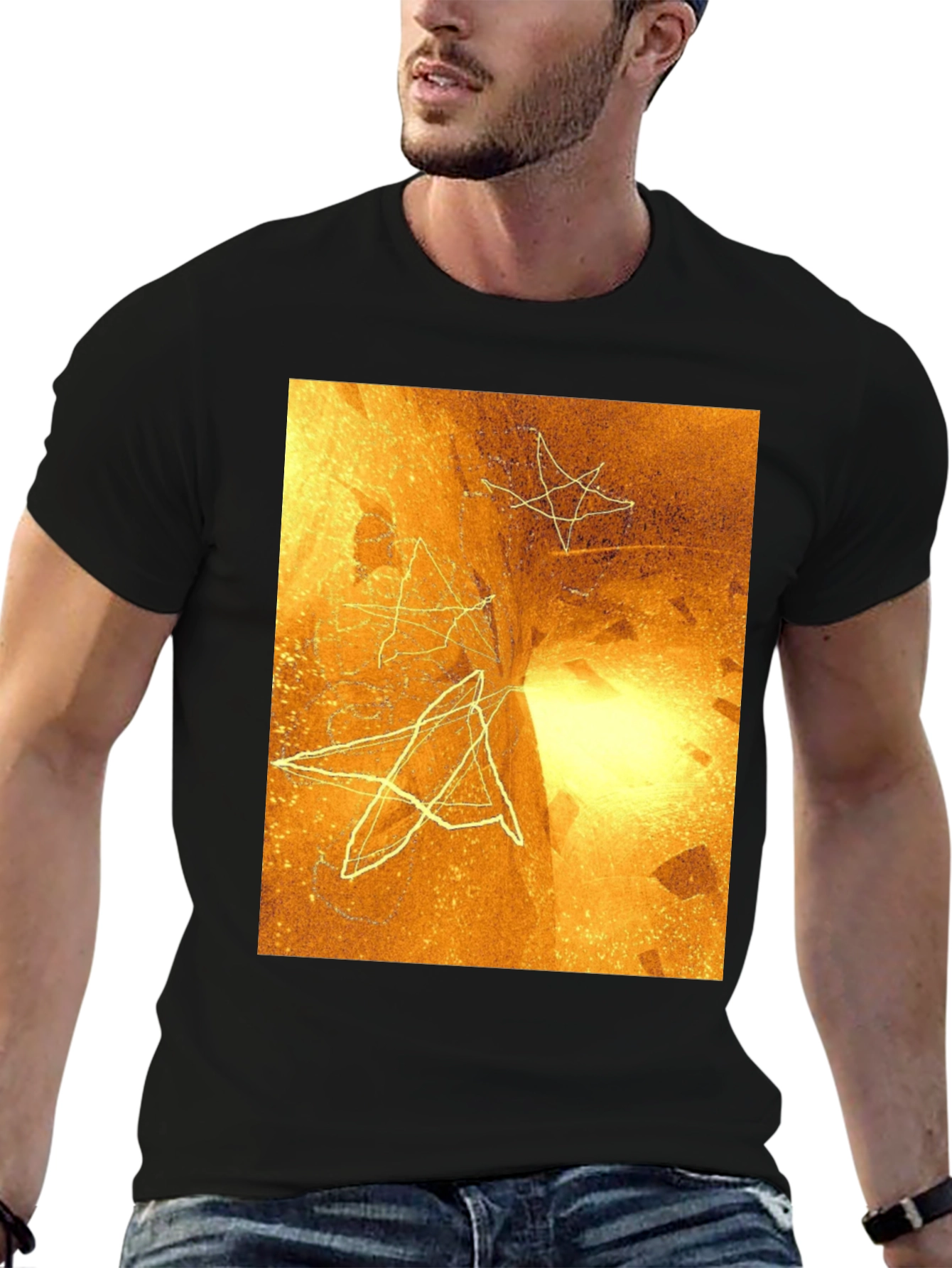 Abstract Star Graphic Black Tee