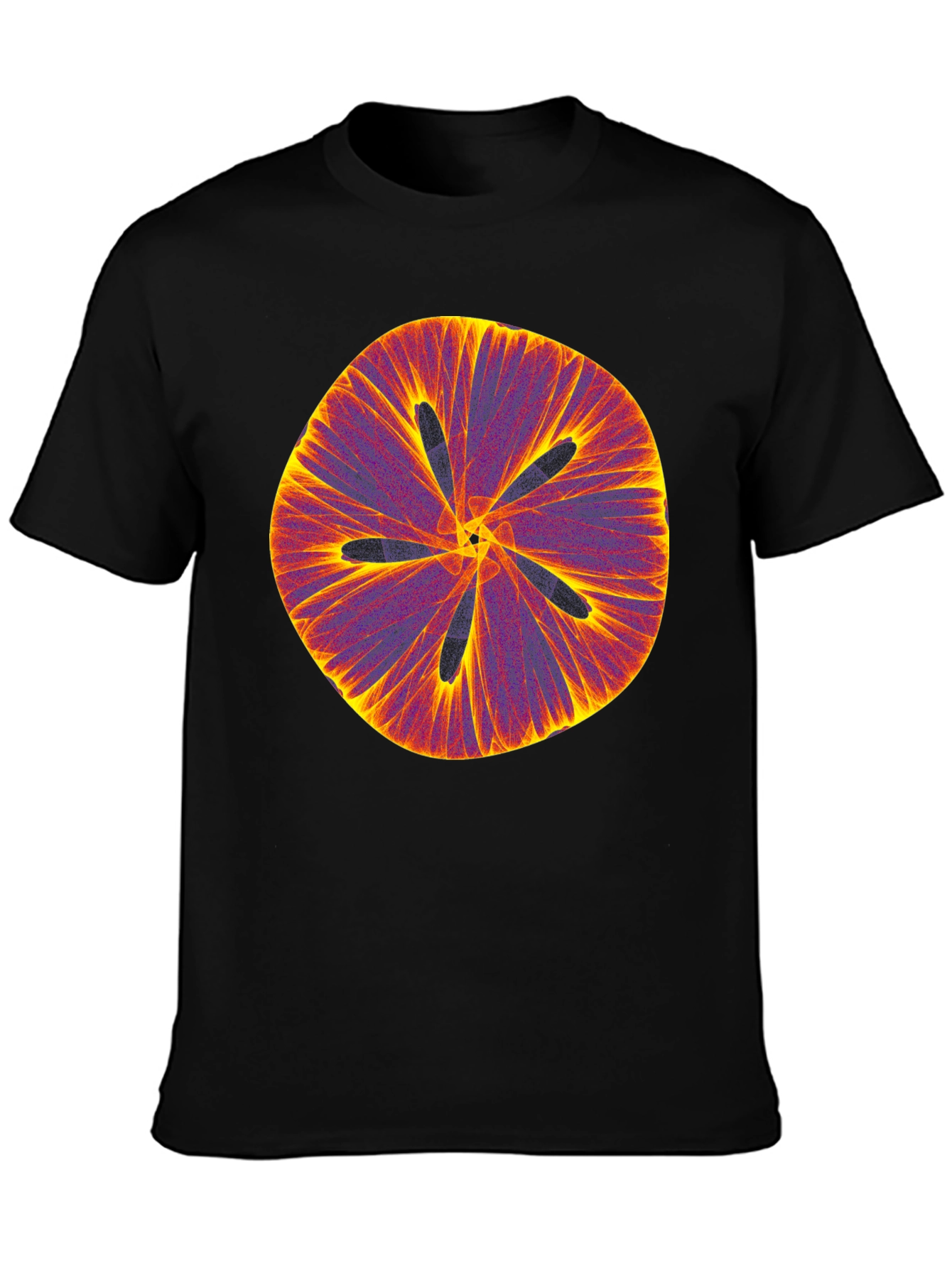 Abstract Floral Print Black T-Shirt