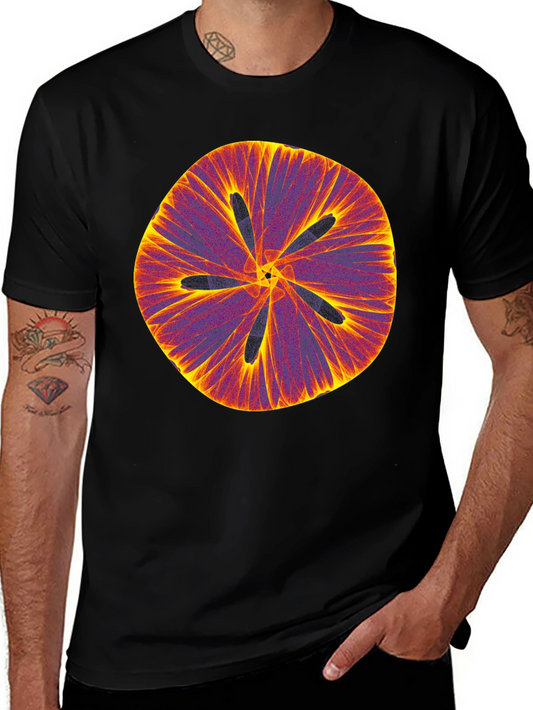 Abstract Floral Print Black T-Shirt