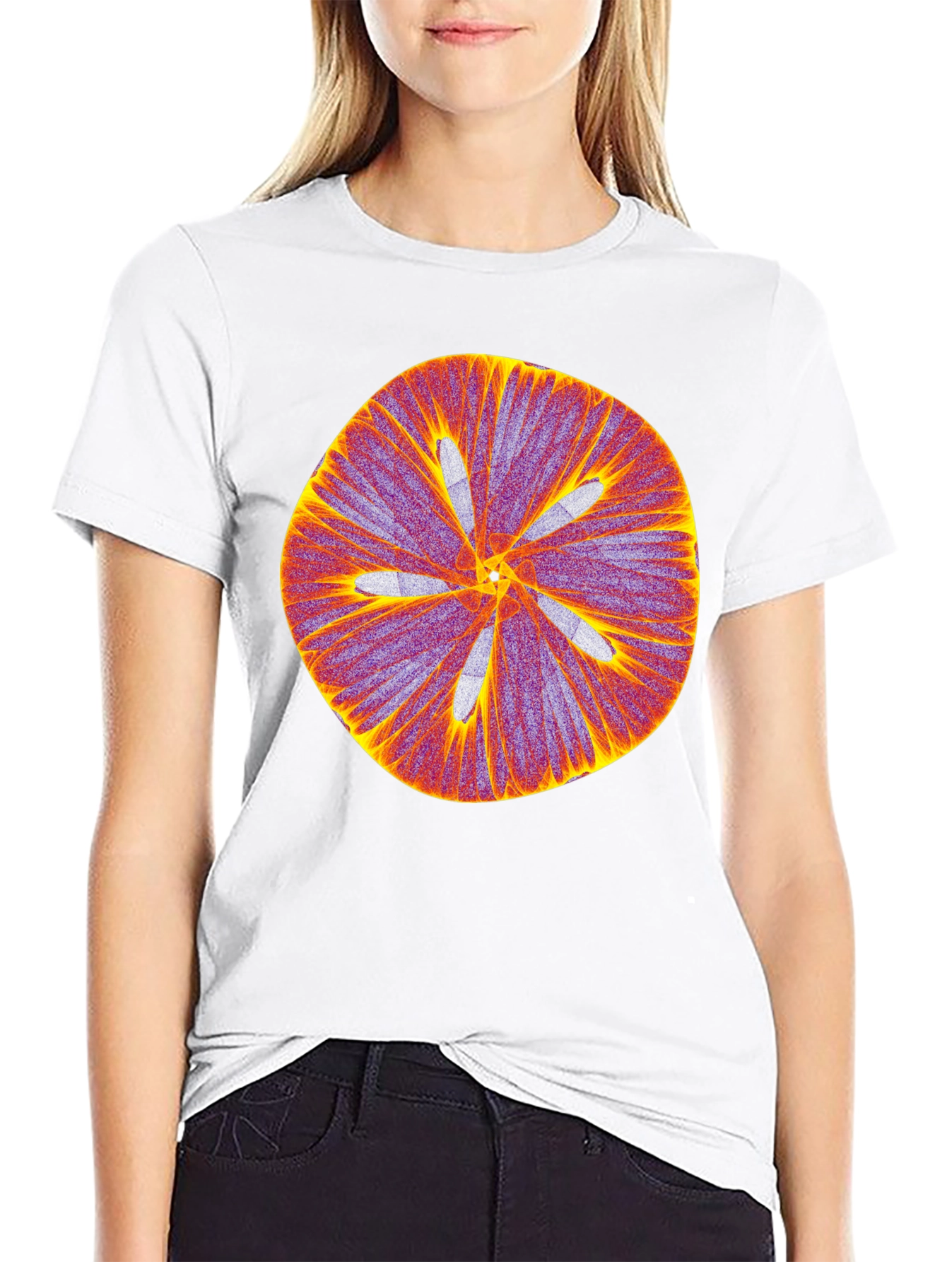 Abstract Floral Print Black T-Shirt