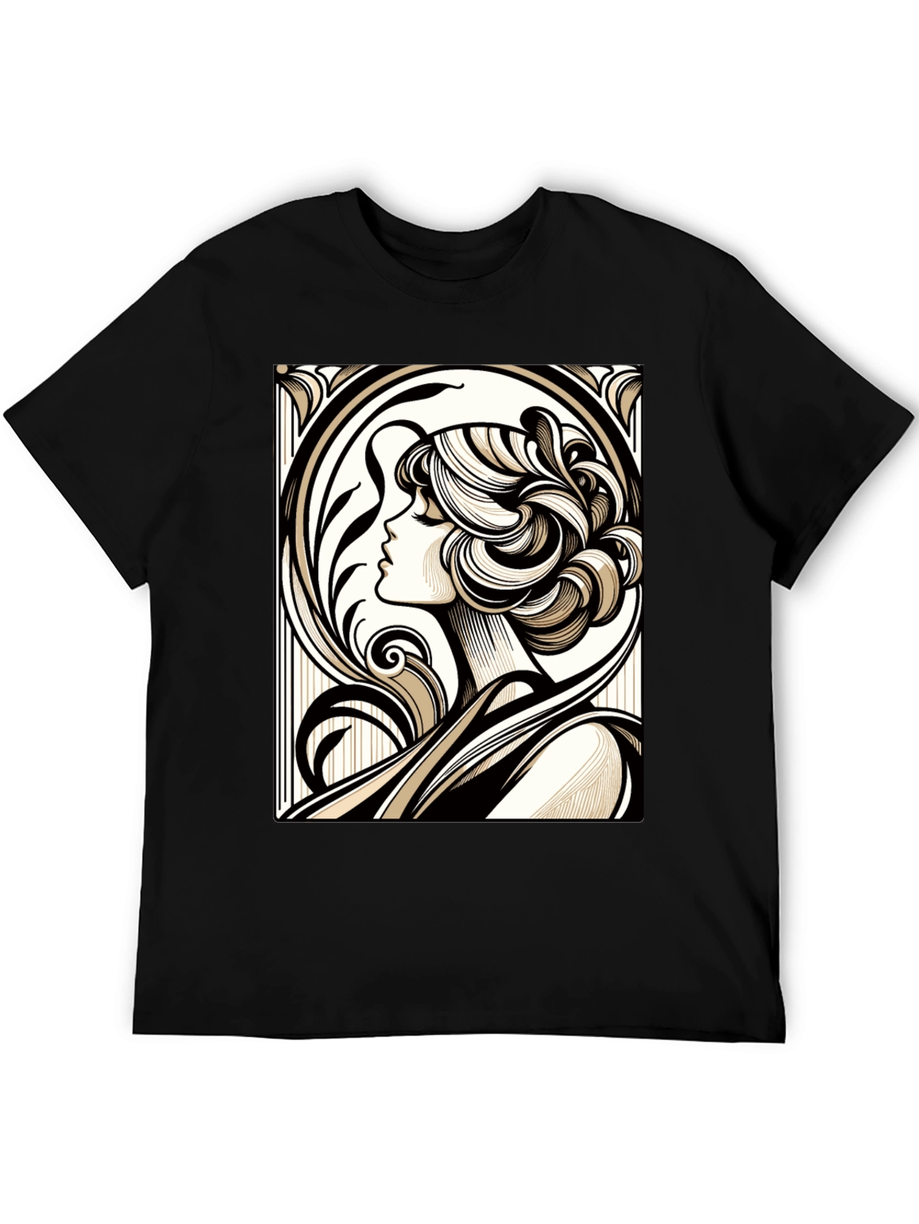 Art Nouveau Woman Graphic Black T-Shirt